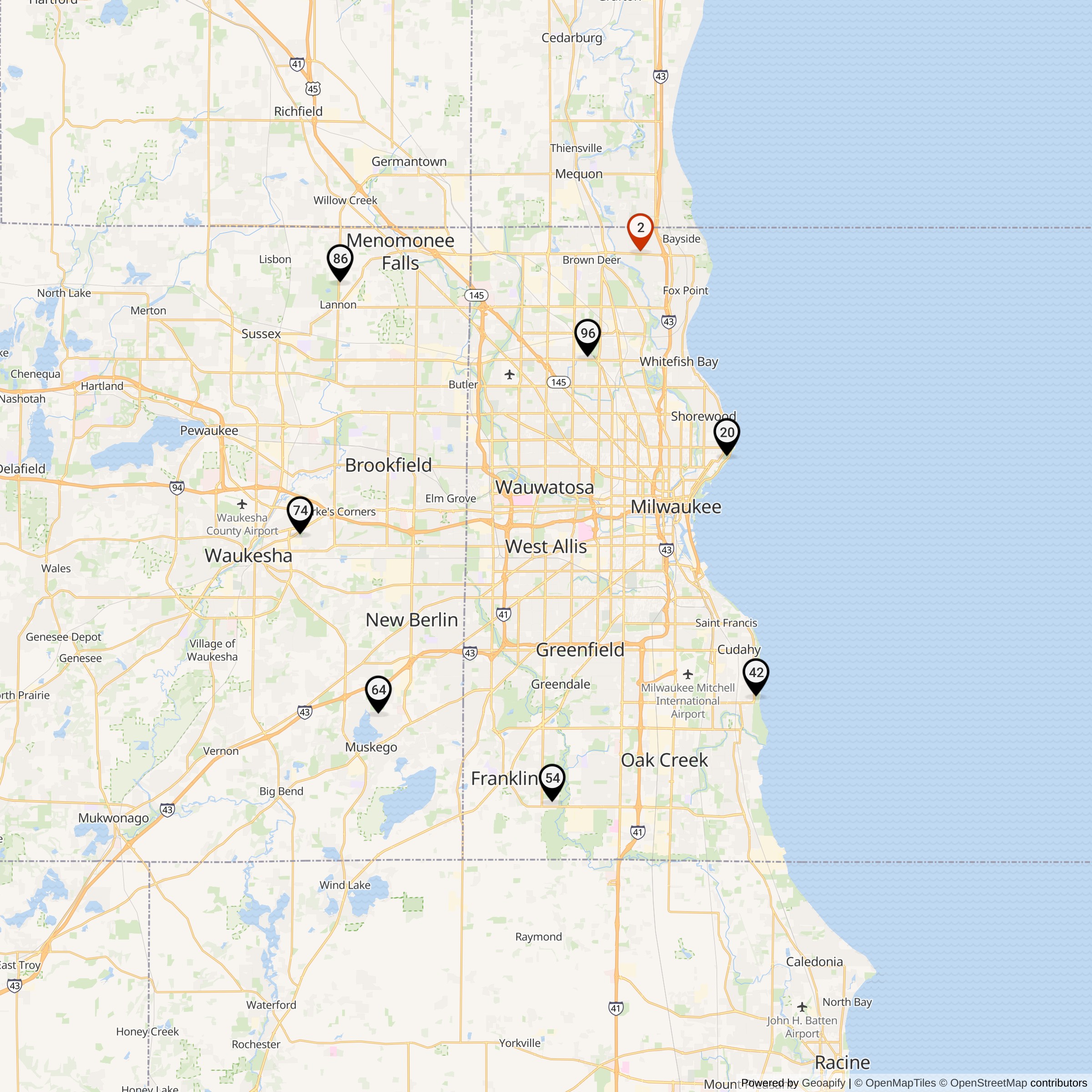 Map Showing Milwaukee Defense Area Nike IFC Locations