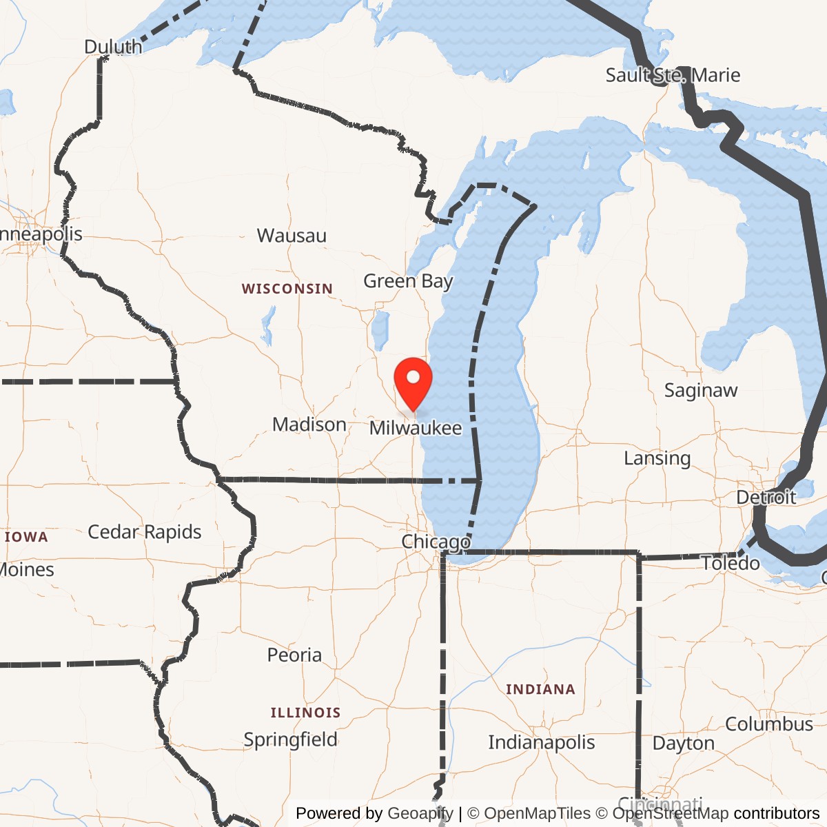 Map showing location of Nike Site M-02 IFC, Wisconsin