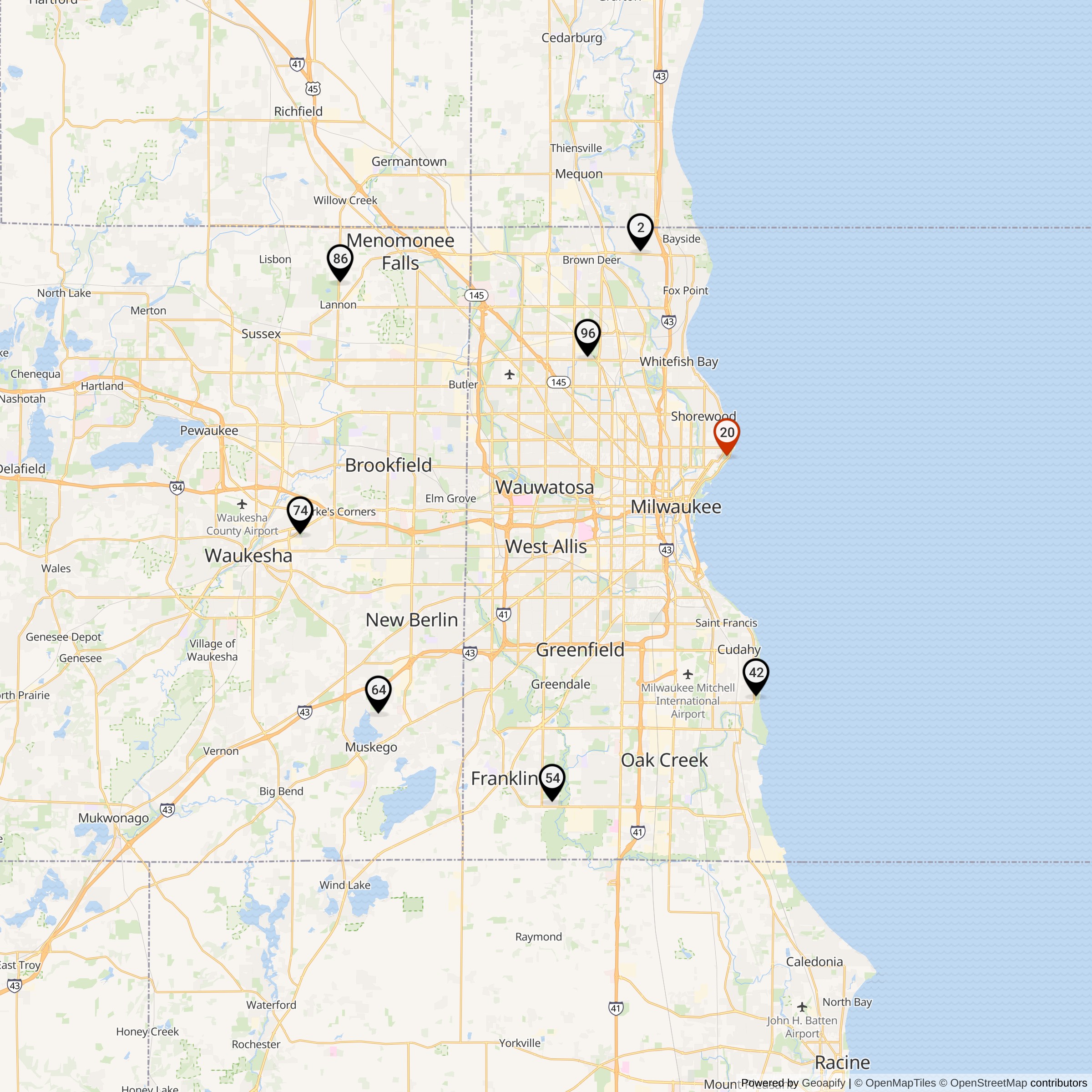 Map Showing Milwaukee Defense Area Nike IFC Locations