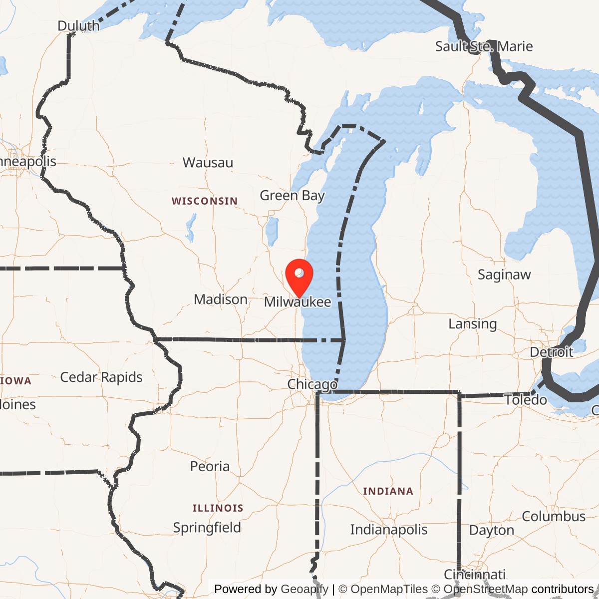 Map showing location of Nike Site M-20 IFC, Wisconsin