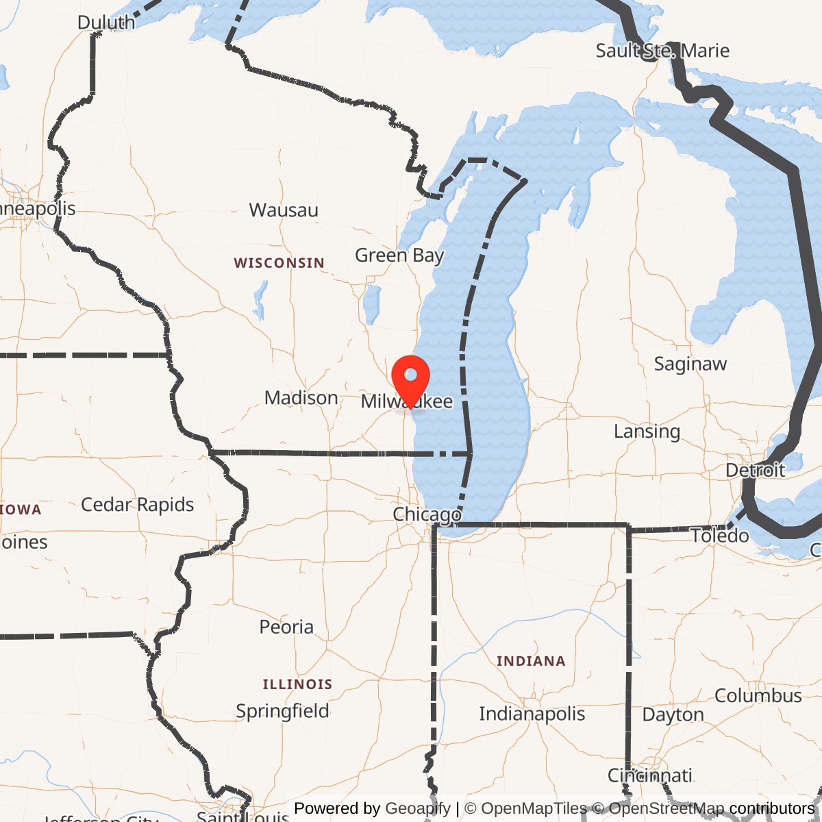 Map showing location of Nike Site M-42 IFC, Wisconsin