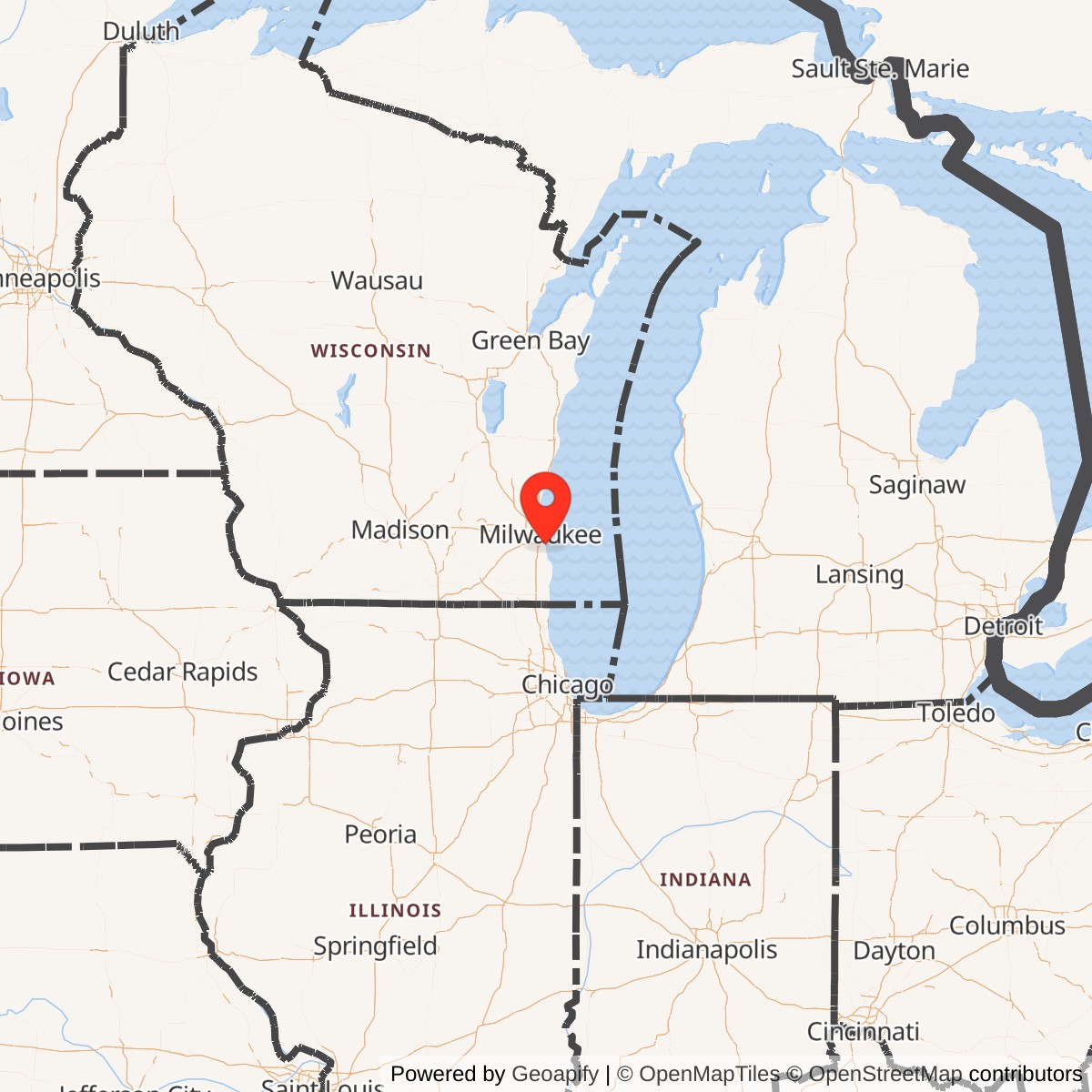 Map showing location of Nike Site M-42 Launch Area, Wisconsin
