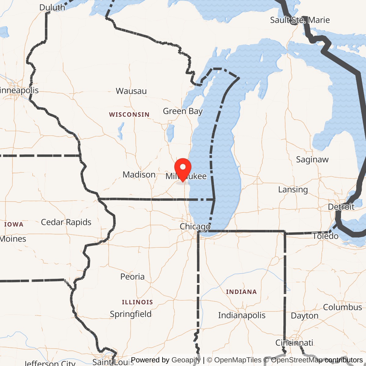 Map showing location of Nike Site M-54 IFC, Wisconsin
