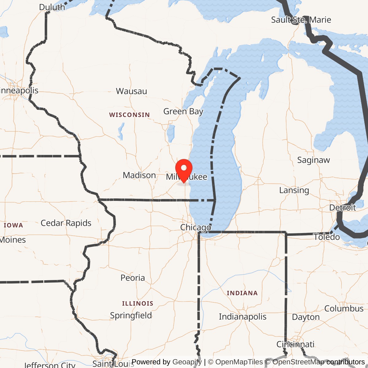 Map showing location of Nike Site M-54 Launch Area, Wisconsin