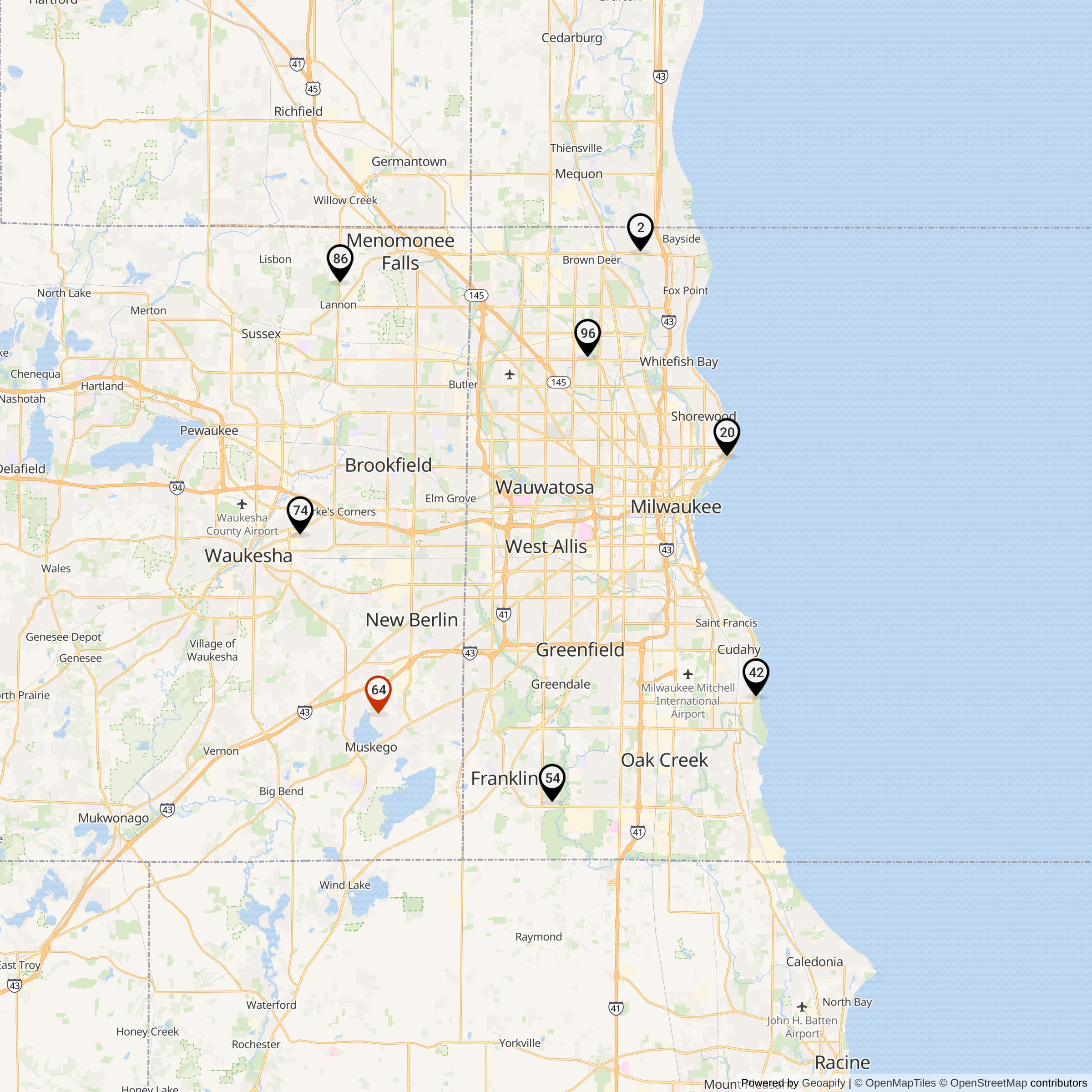 Map Showing Milwaukee Defense Area Nike IFC Locations