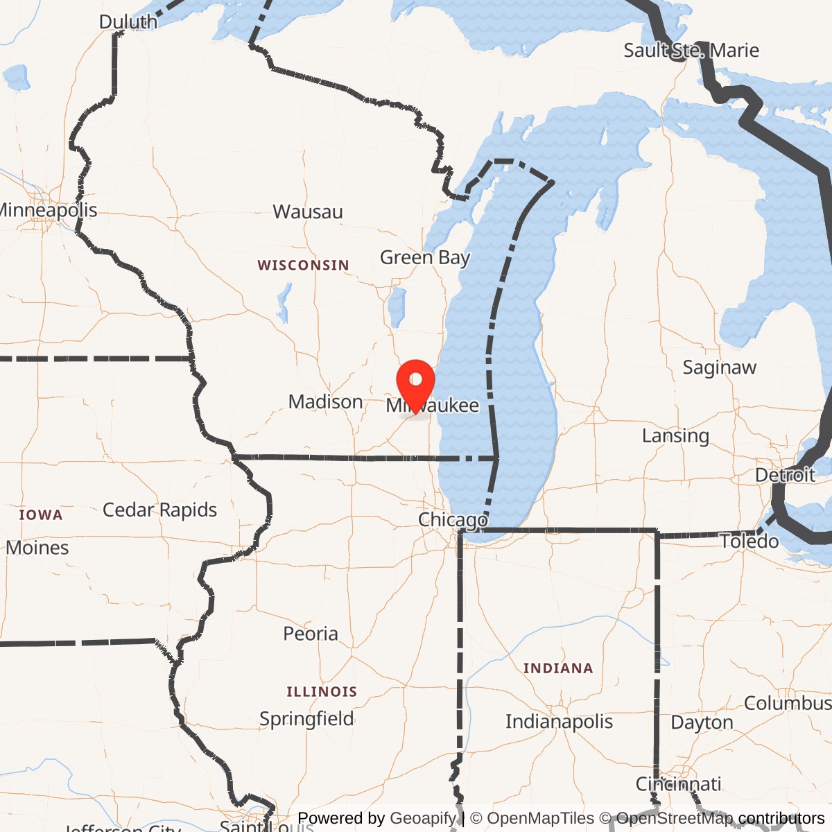 Map showing location of Nike Site M-64 IFC, Wisconsin