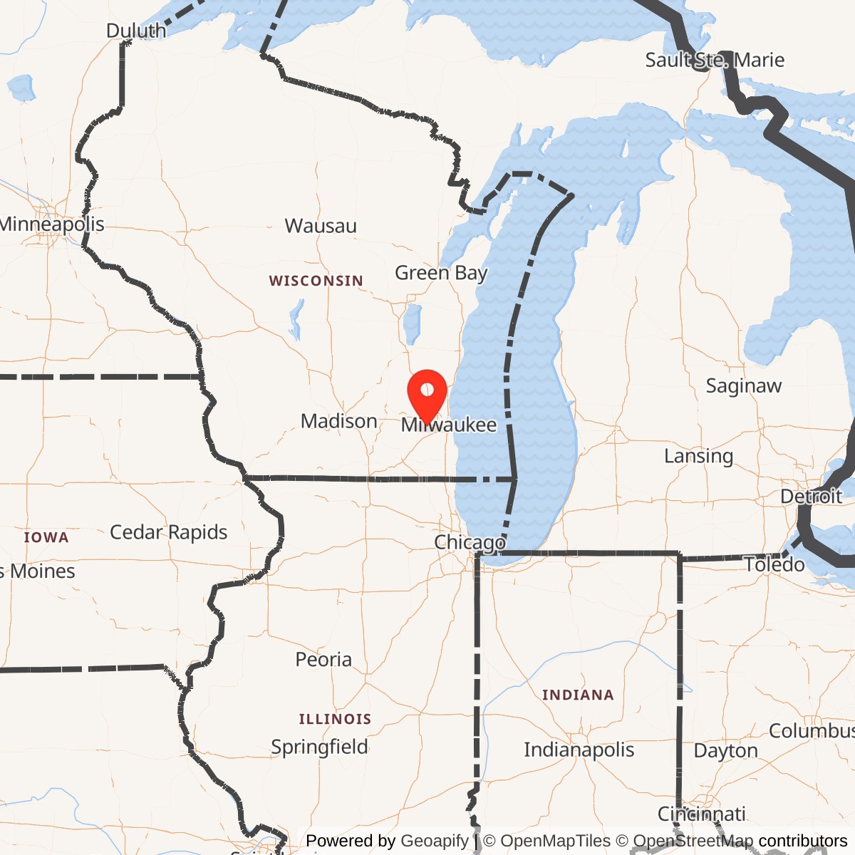 Map showing location of Nike Site M-74 Launch Area, Wisconsin