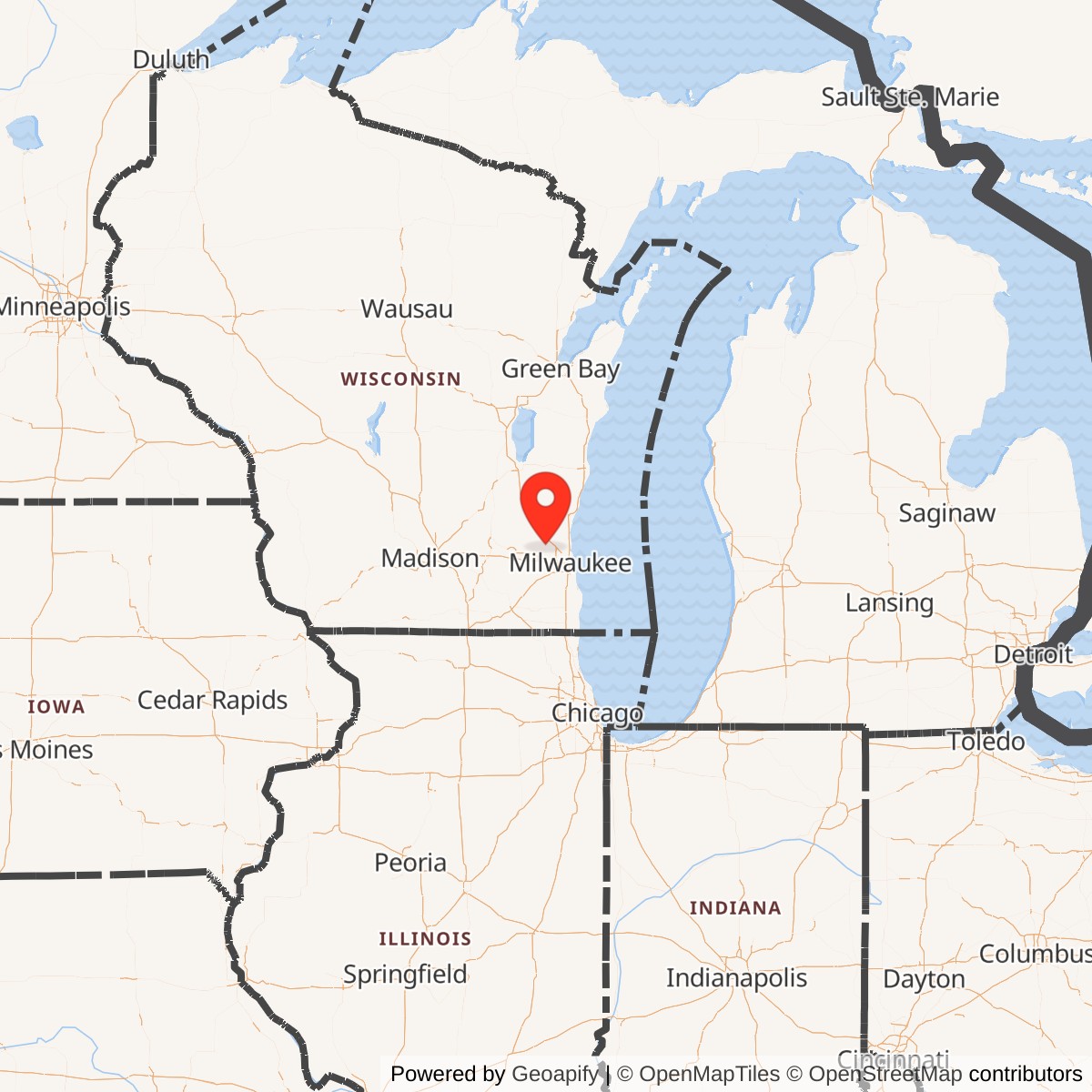 Map showing location of Nike Site M-86 IFC, Wisconsin