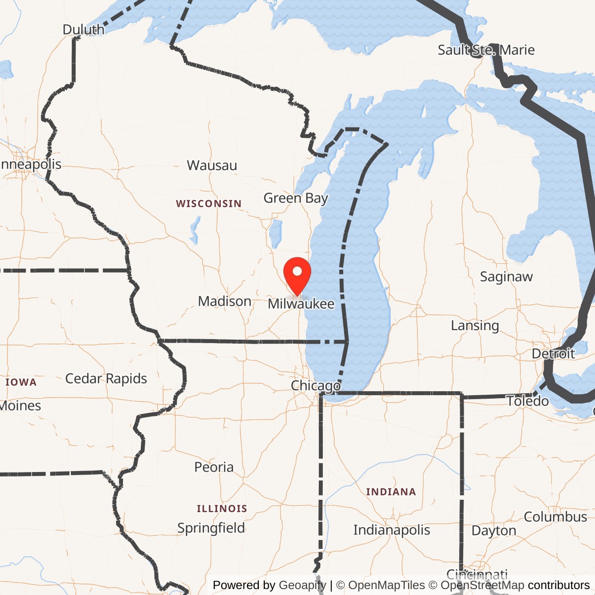 Map showing location of Nike Site M-96 IFC, Wisconsin