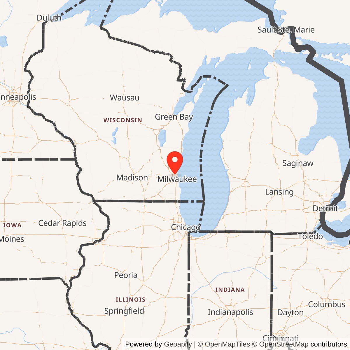 Map showing location of Nike Site M-96 Launch Area, Wisconsin