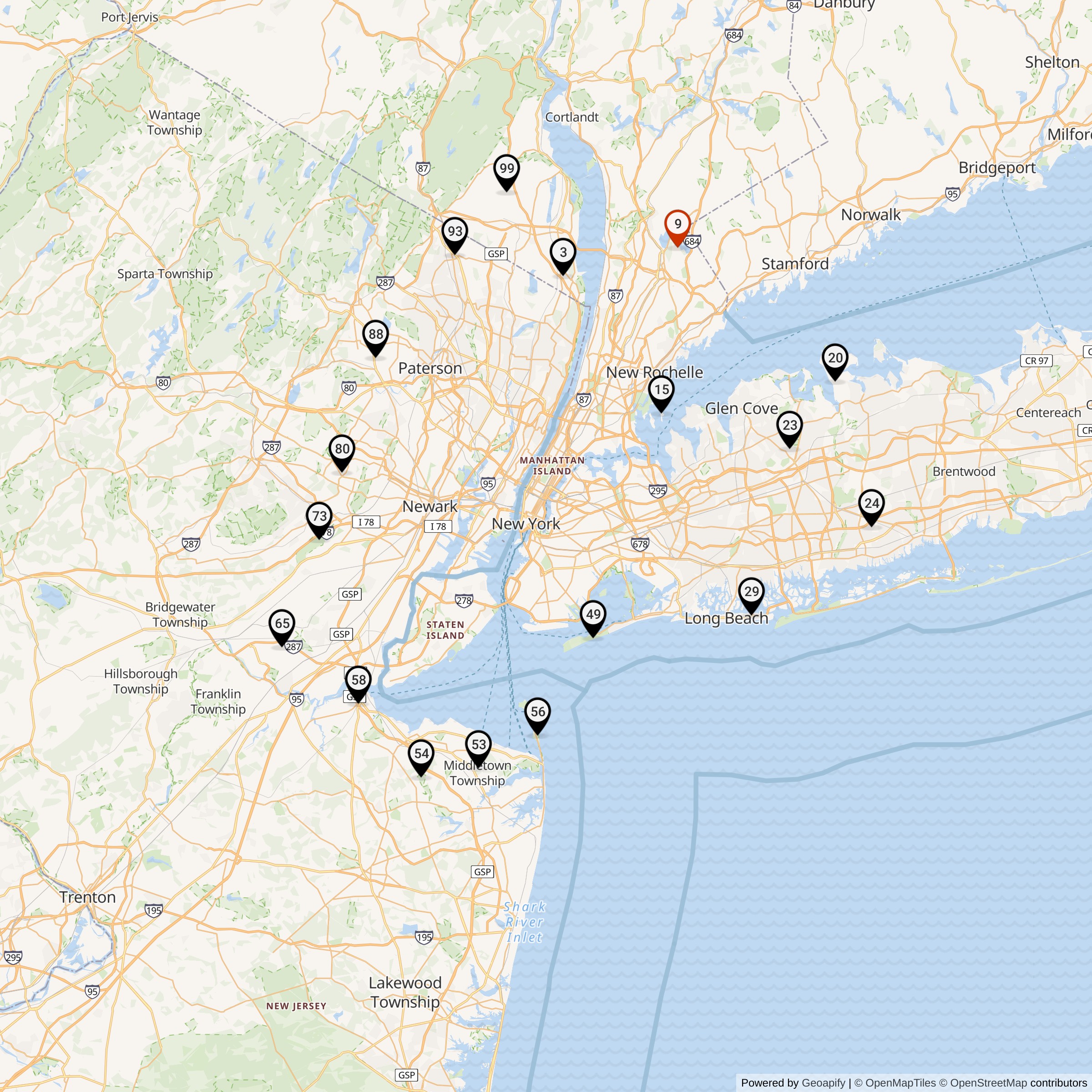 Map Showing New York Defense Area Nike Launcher Locations