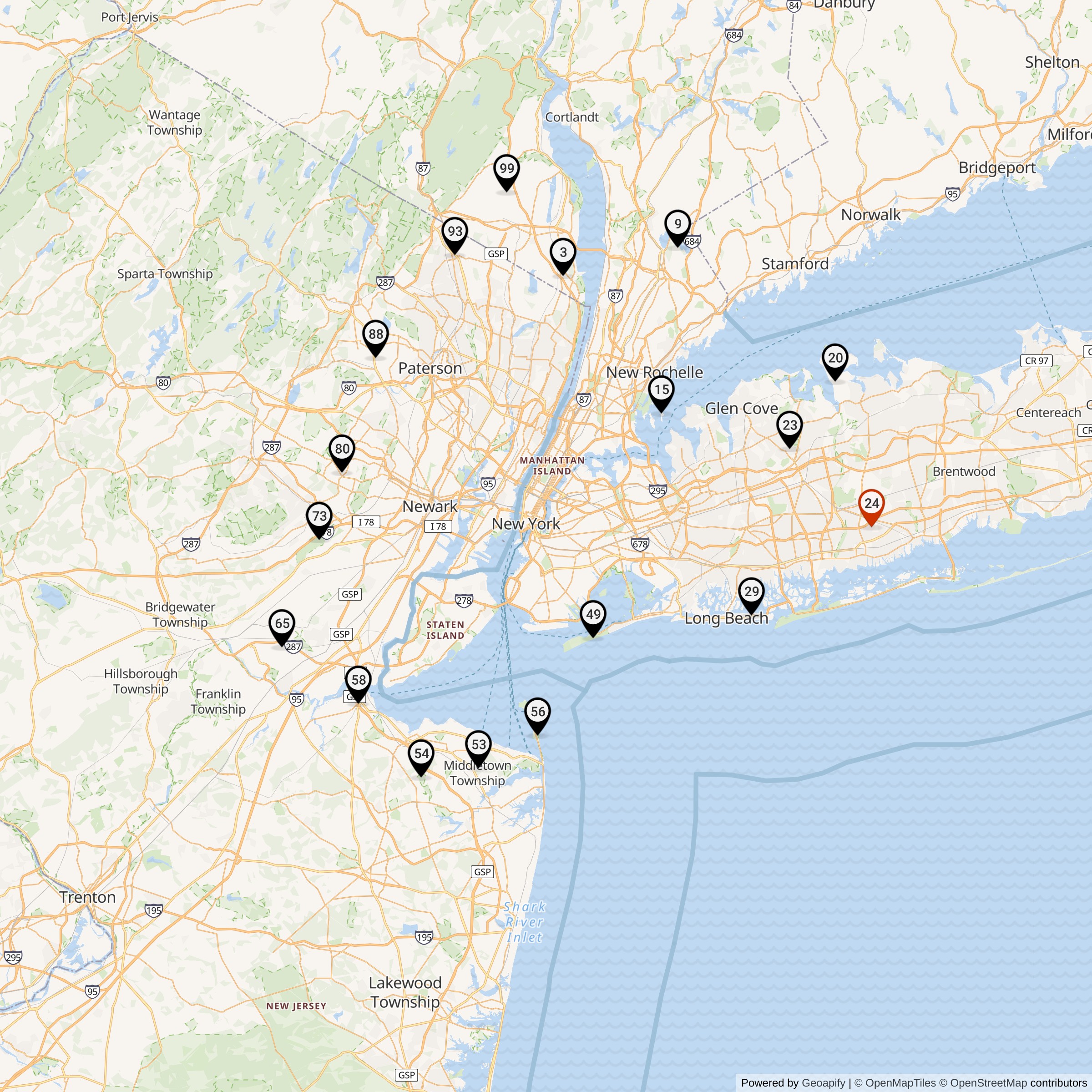 Map Showing New York Defense Area Nike Launcher Locations