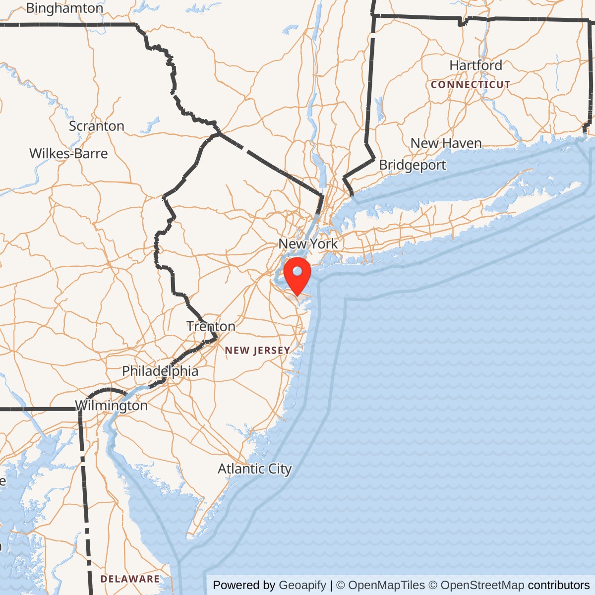 Map showing location of Nike Site NY-53L, New Jersey