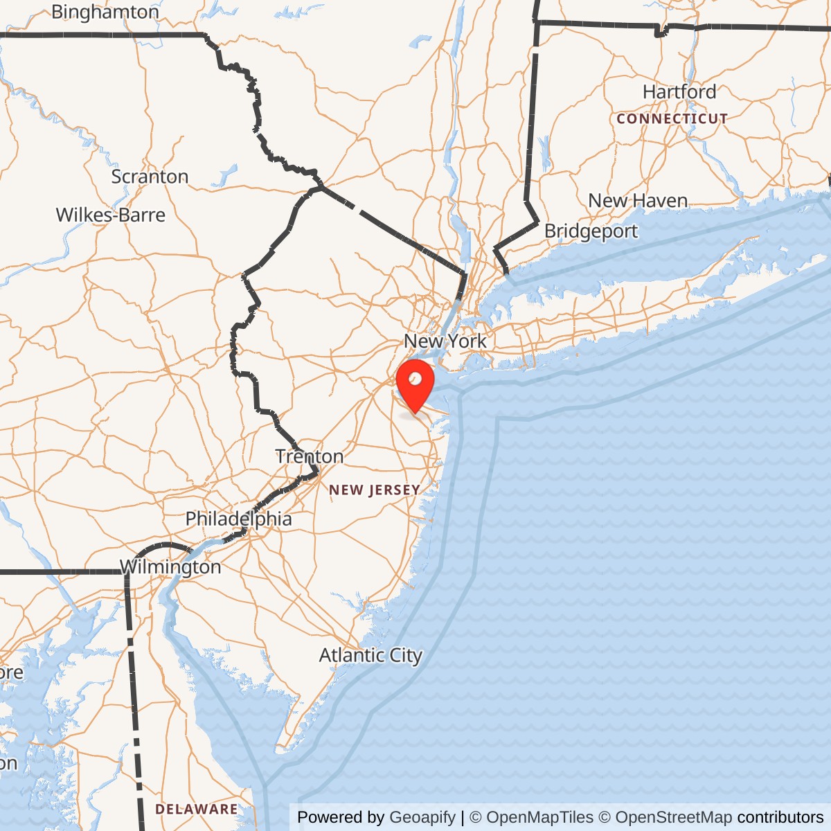 Map showing location of Nike Site NY-54C, New Jersey