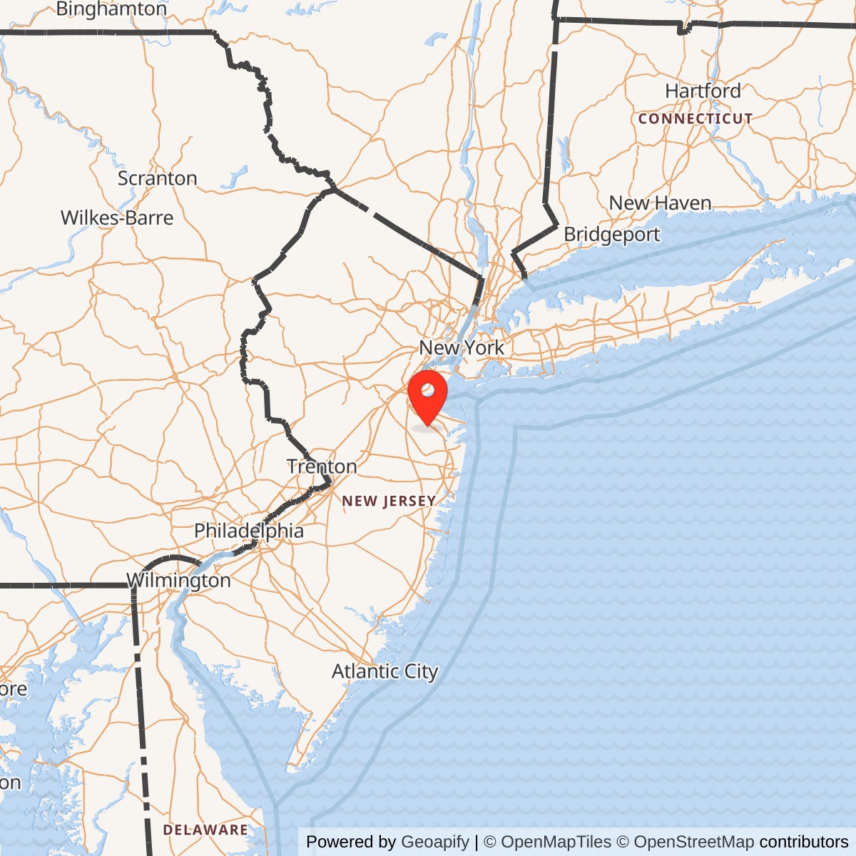 Map showing location of Nike Site NY-54L, New Jersey