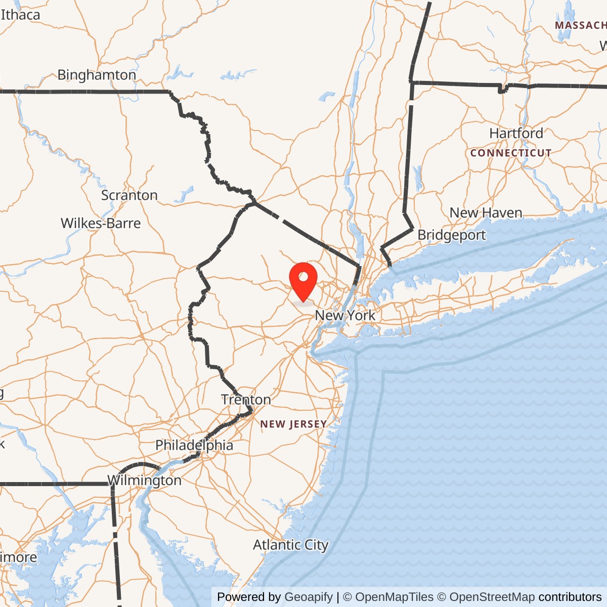Map showing location of Nike Site NY-80L, New Jersey