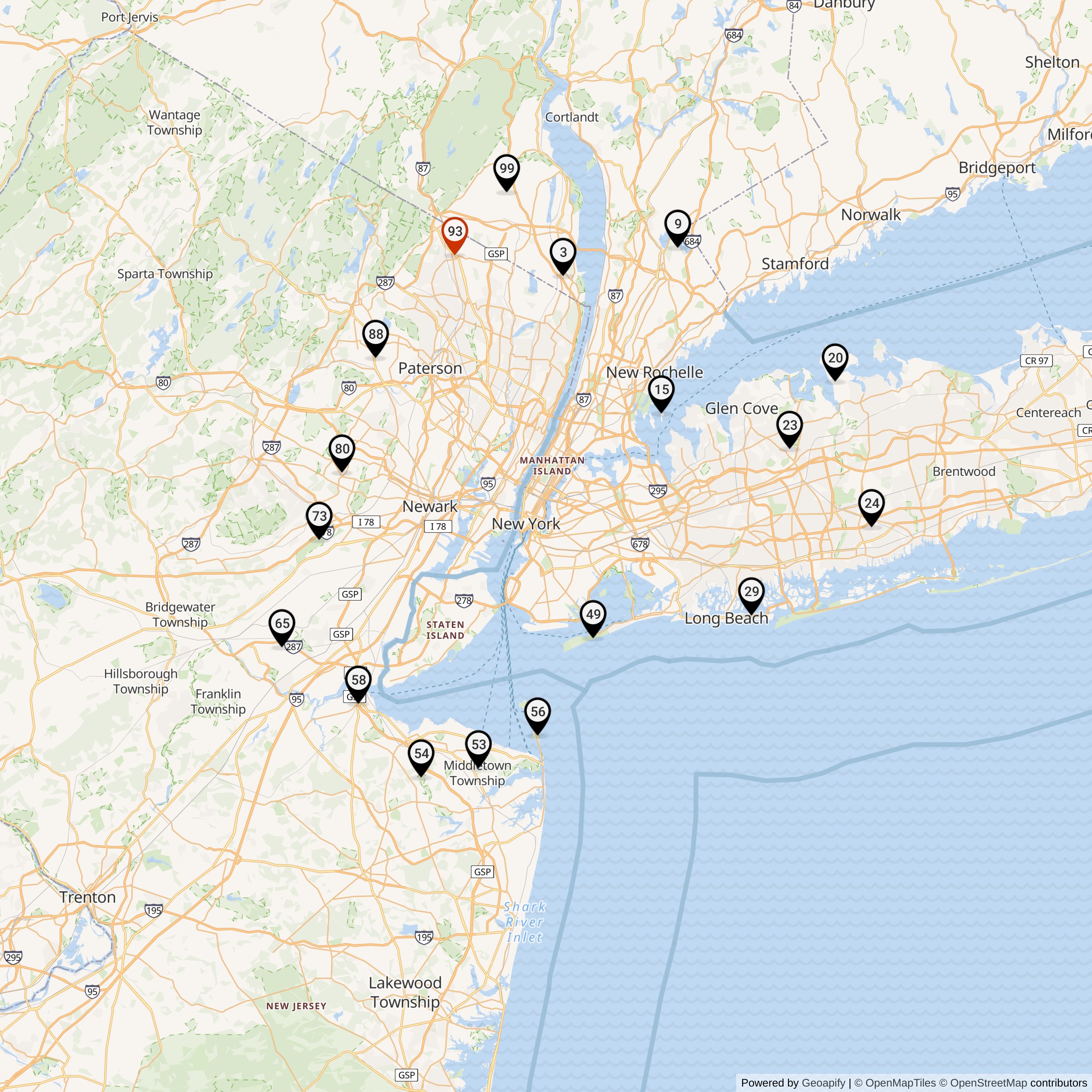 Map Showing New York Defense Area Nike Launcher Locations