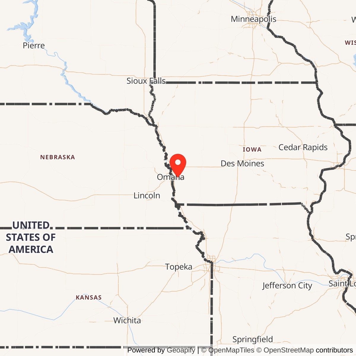 Map showing location of Nike Site OF-10L, Iowa