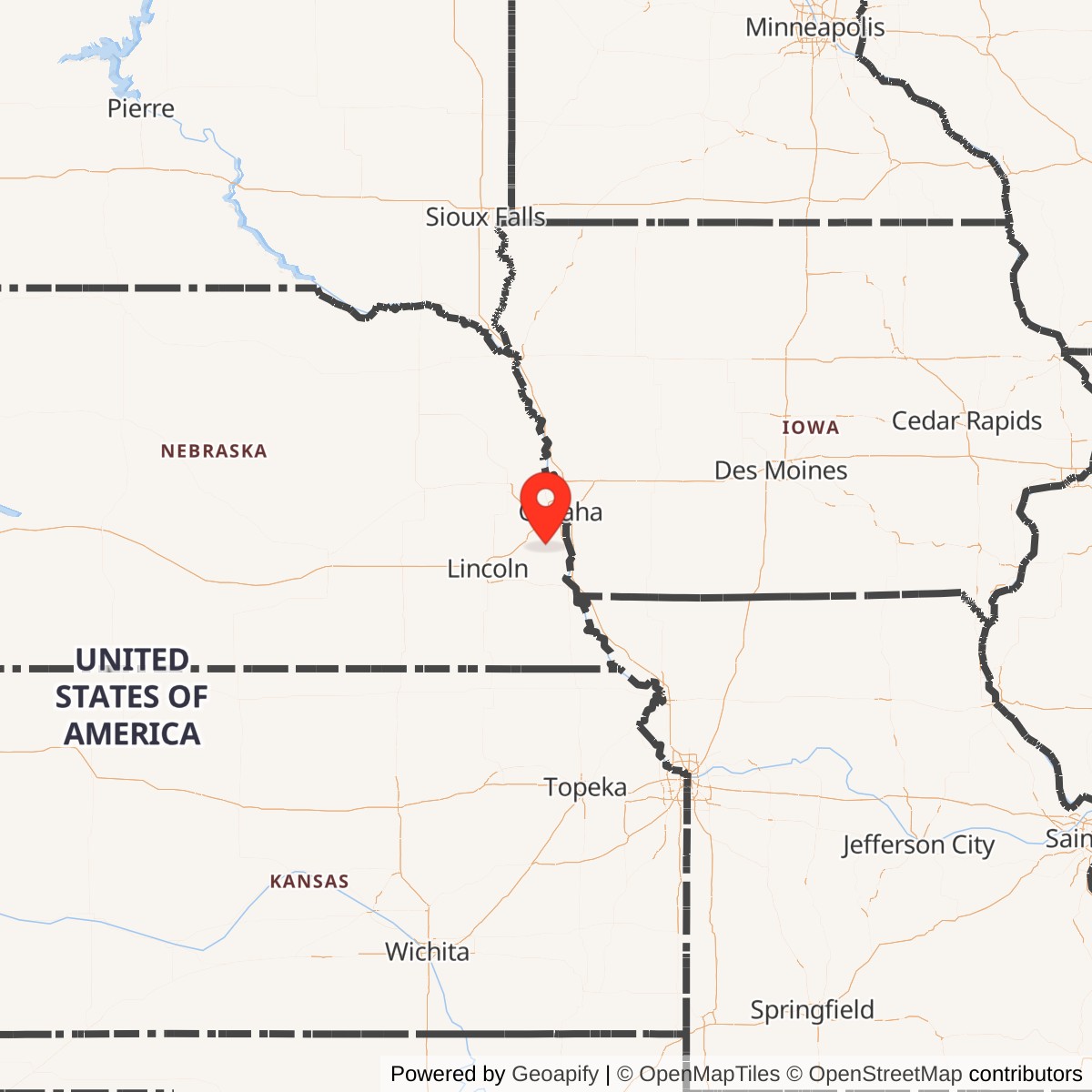 Map showing location of Nike Site OF-60L, Nebraska