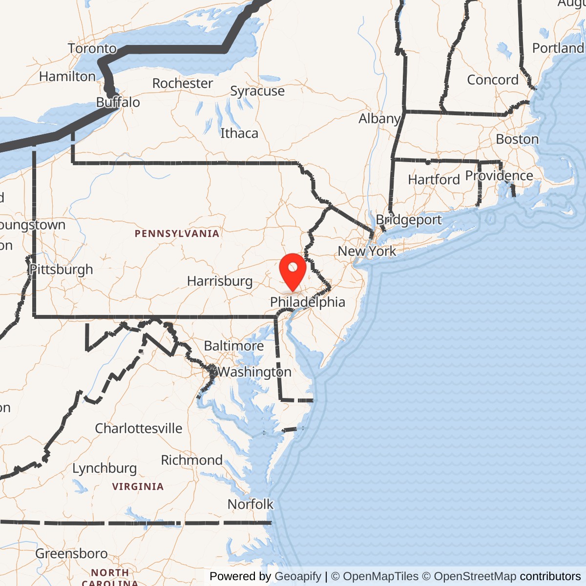 Map showing location of Nike Site PH-82C, Pennsylvania