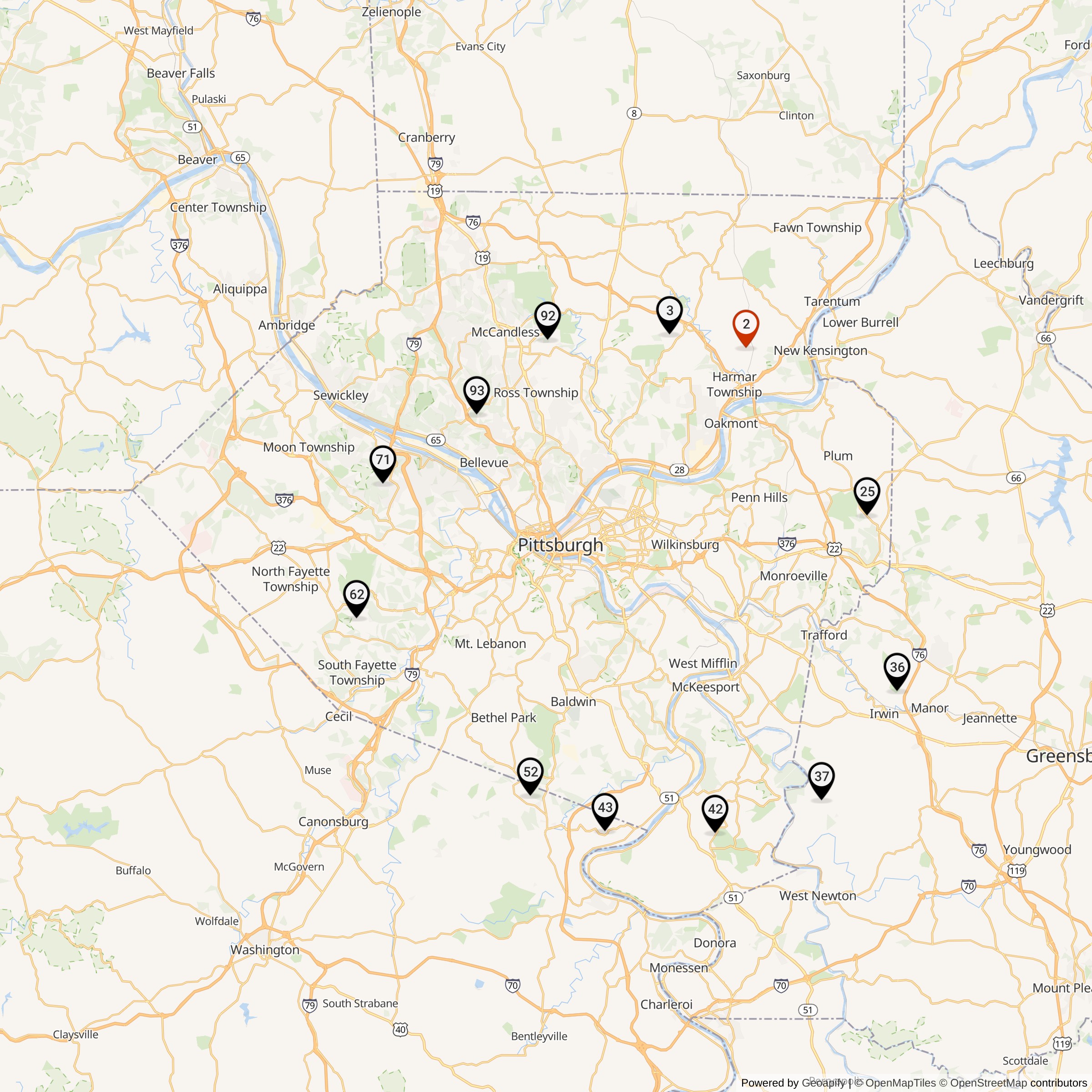 Map Showing Pittsburgh Defense Area Nike IFC Locations