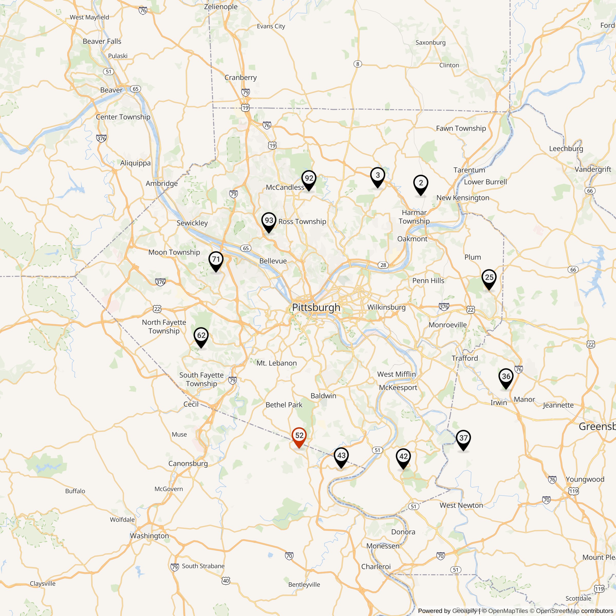 Map Showing Pittsburgh Defense Area Nike IFC Locations