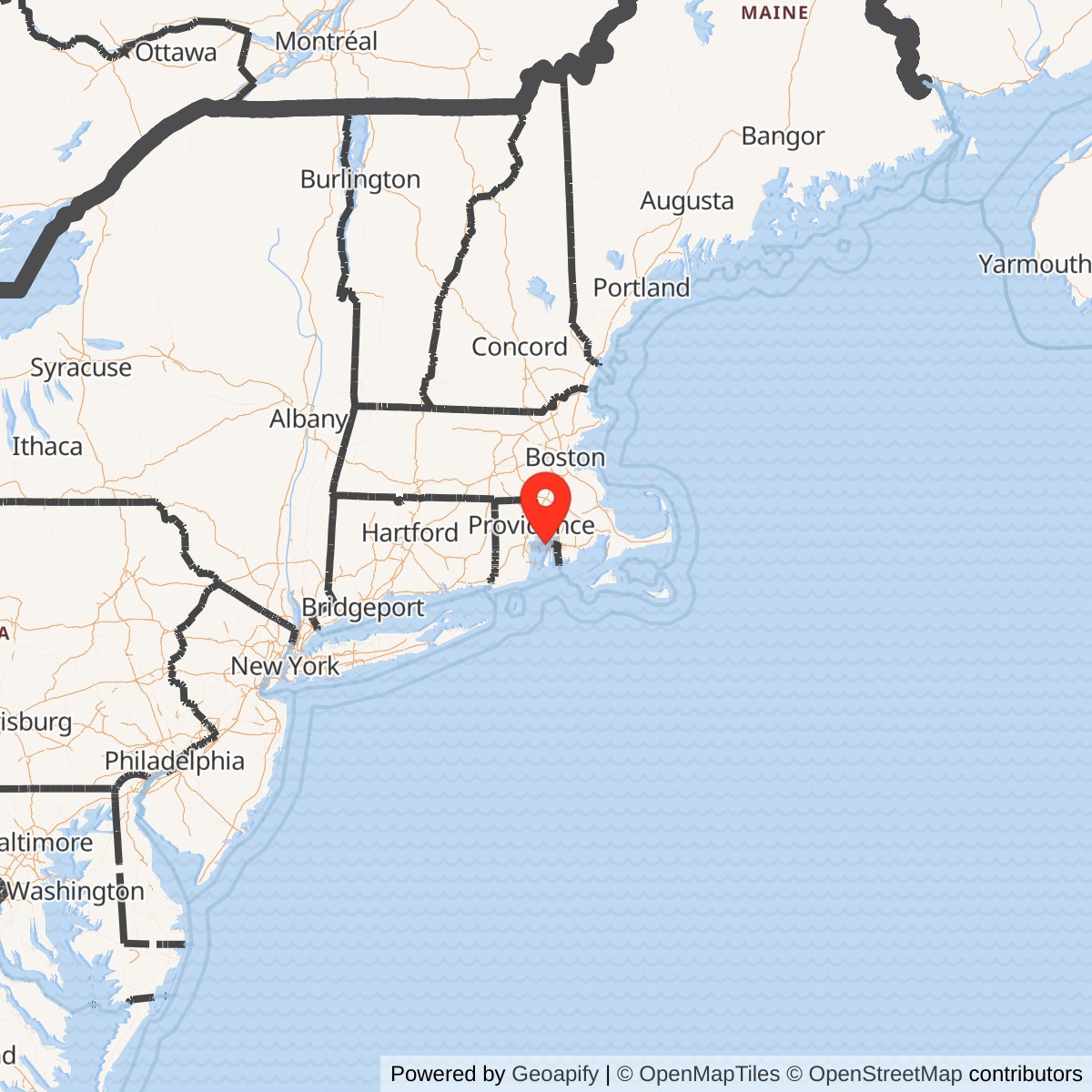 Map showing location of Nike Site PR-38L, Rhode Island
