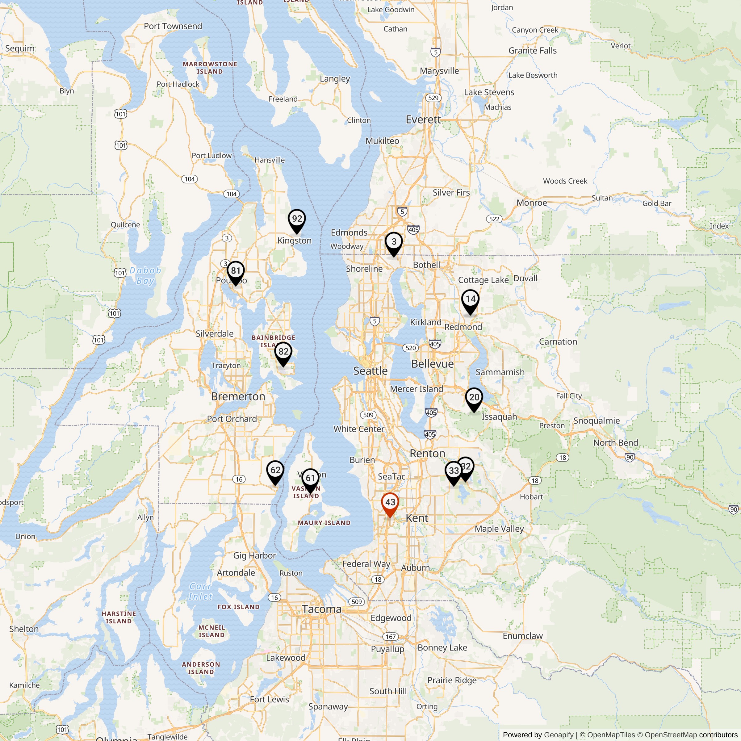 Map Showing Seattle Defense Area Nike IFC Locations
