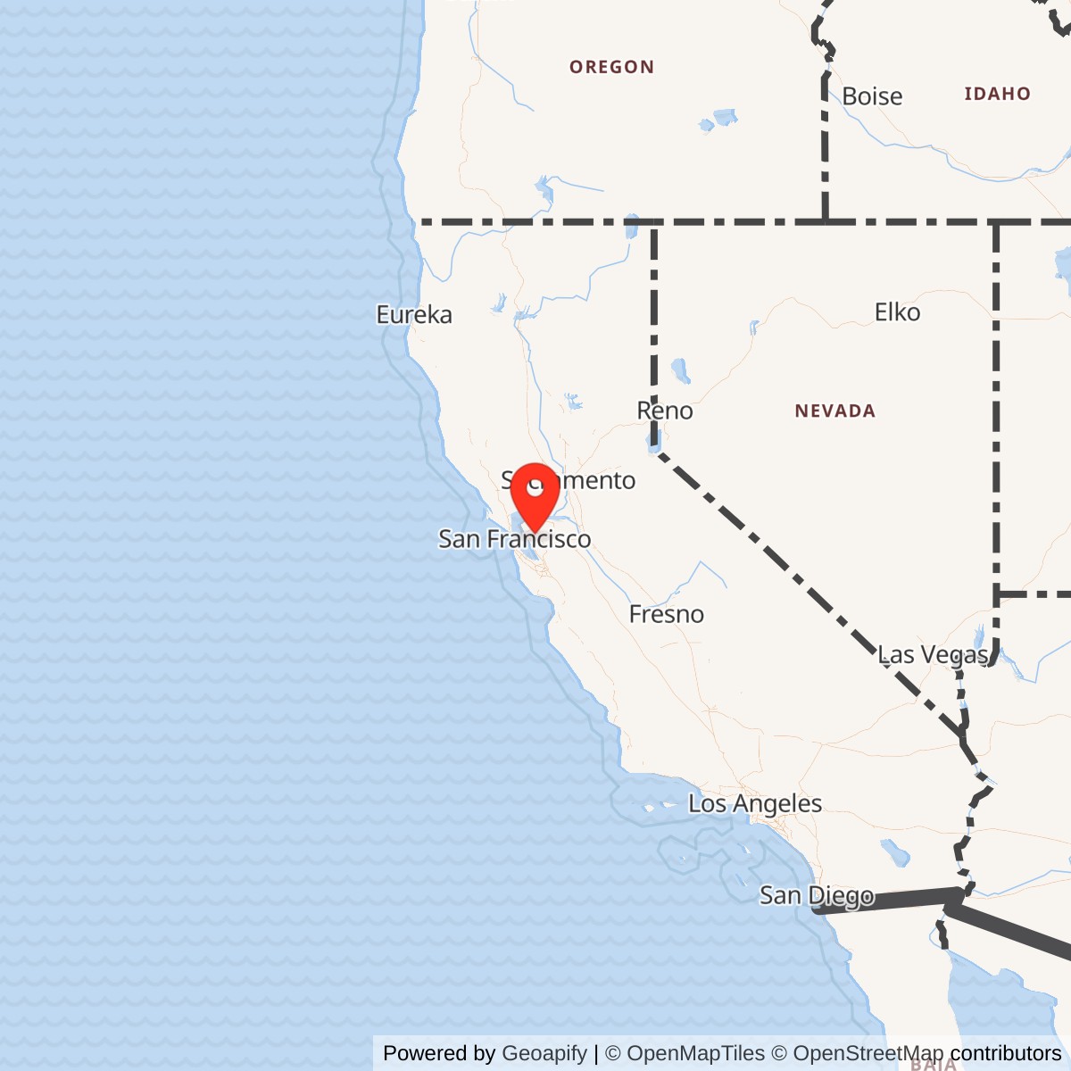 Map showing location of Nike Site SF-25 IFC, California