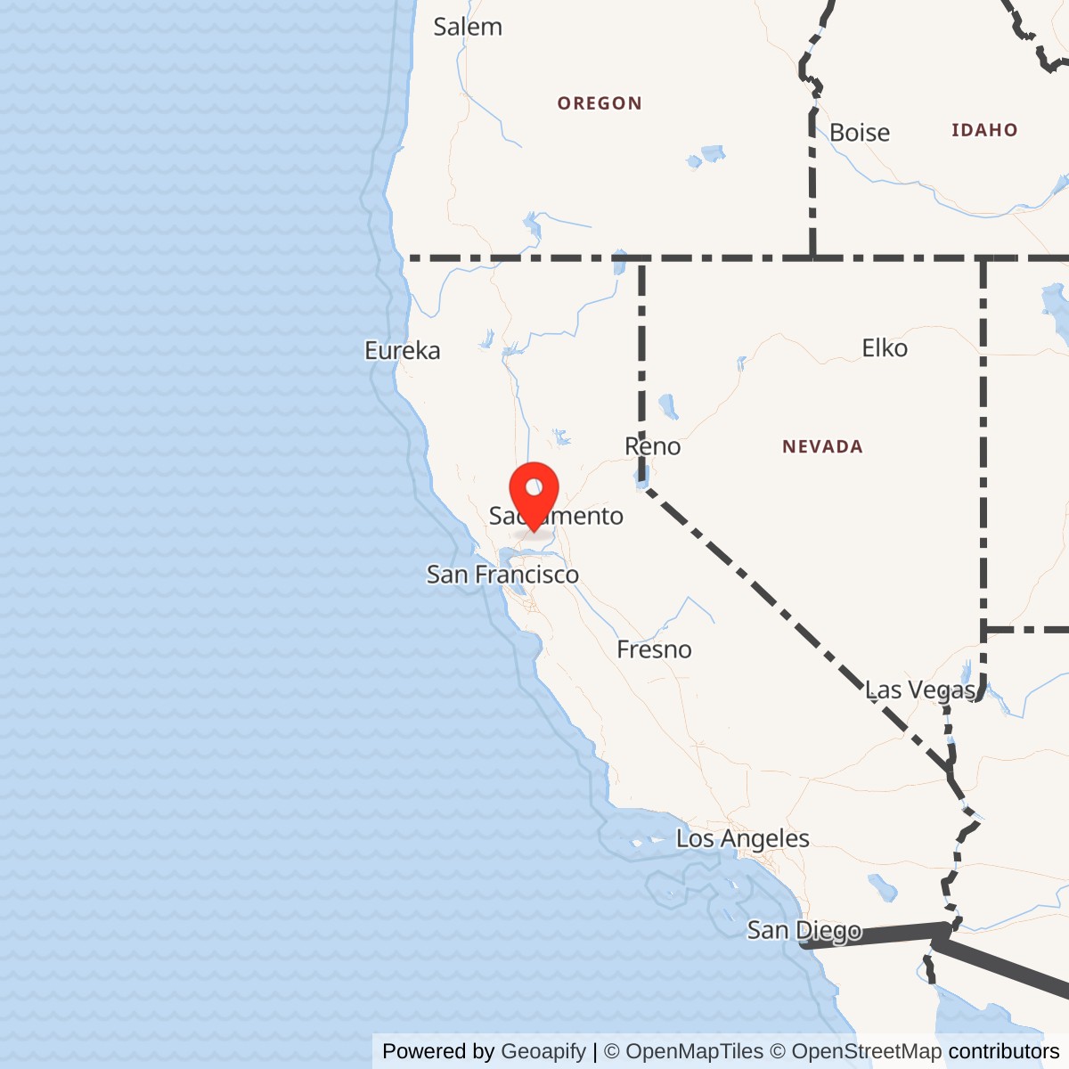 Map showing location of Nike Site T-10 IFC, California