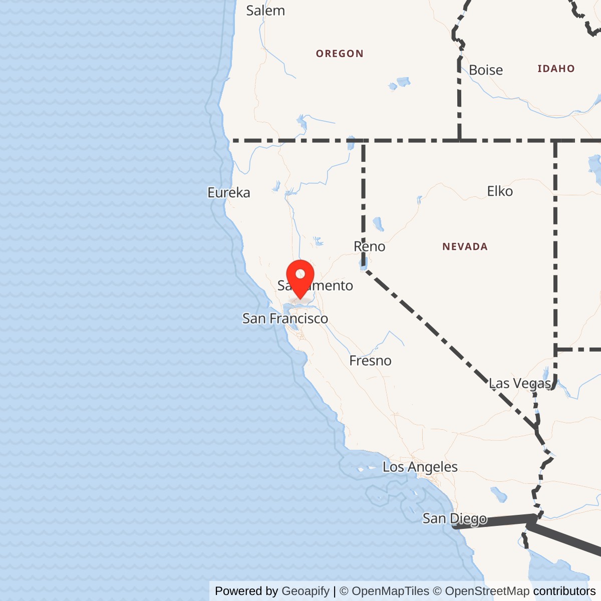 Map showing location of Nike Site T-53 IFC, California