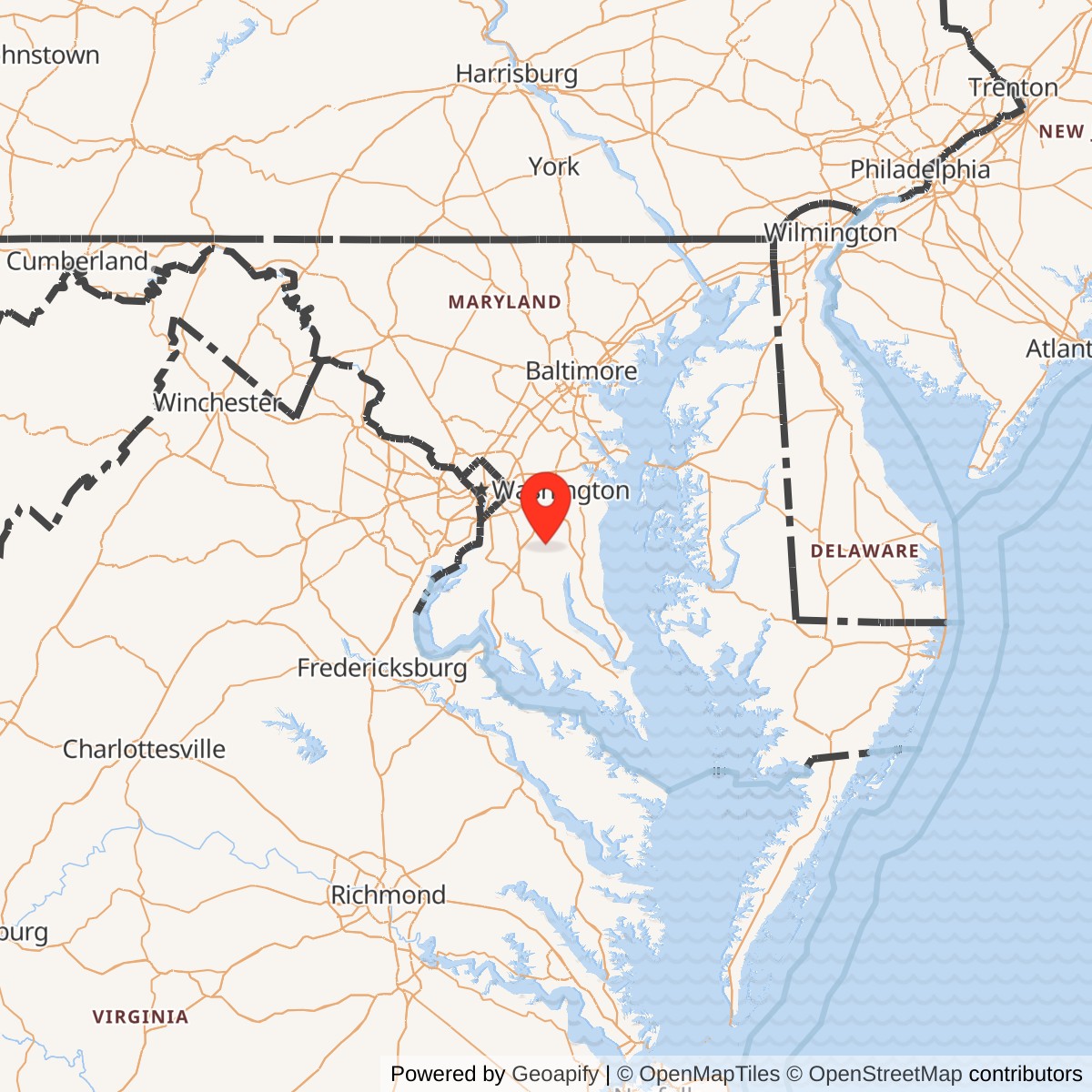 Map showing location of Nike Site W-36L, Maryland