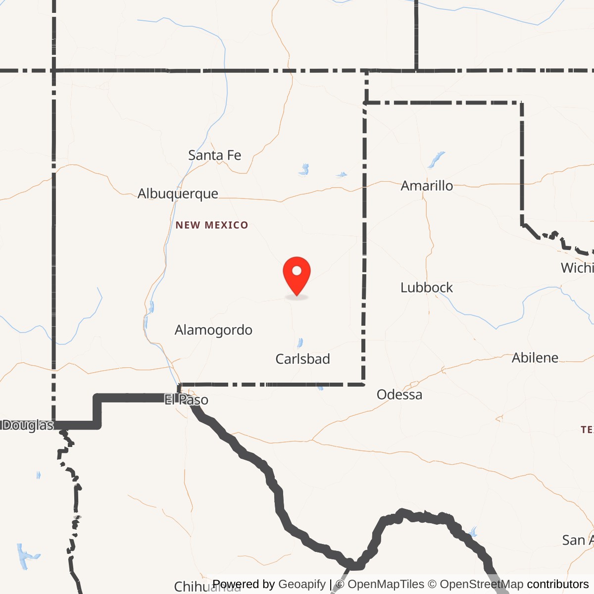 Map showing location of Nike Site W-10C, New Mexico
