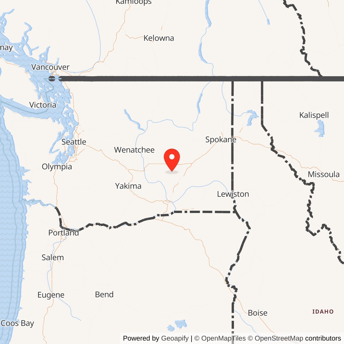 Map showing location of Titan I 568-B Missile Silo Larson AFB Washington