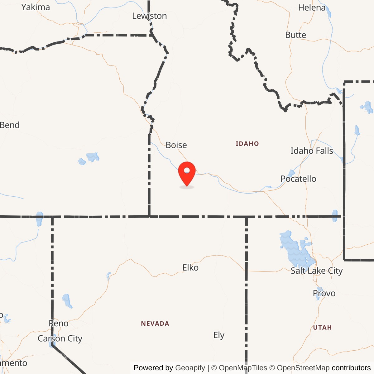 Map showing location of Titan I 569-A Missile Silo Mountain Home AFB Idaho