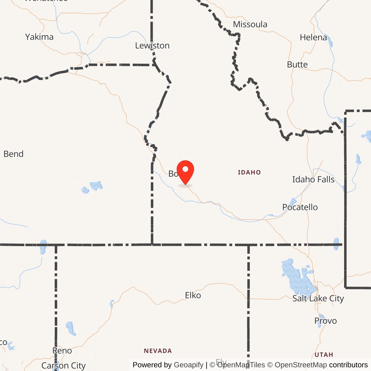 Map showing location of Titan I 569-C Missile Silo Mountain Home AFB Idaho