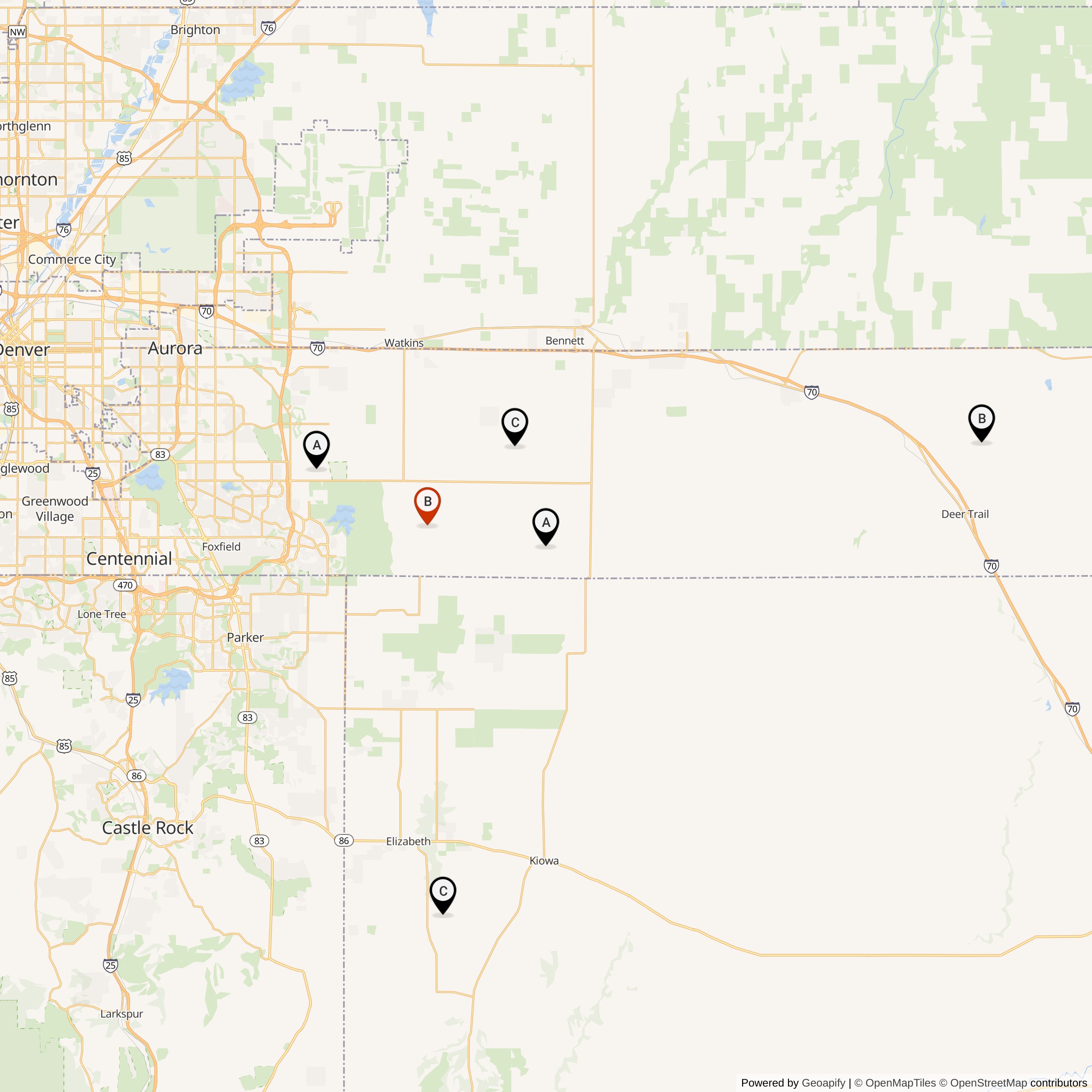 Map Showing 724th Strategic Missile Squadron Titan I Missile Silo Locations