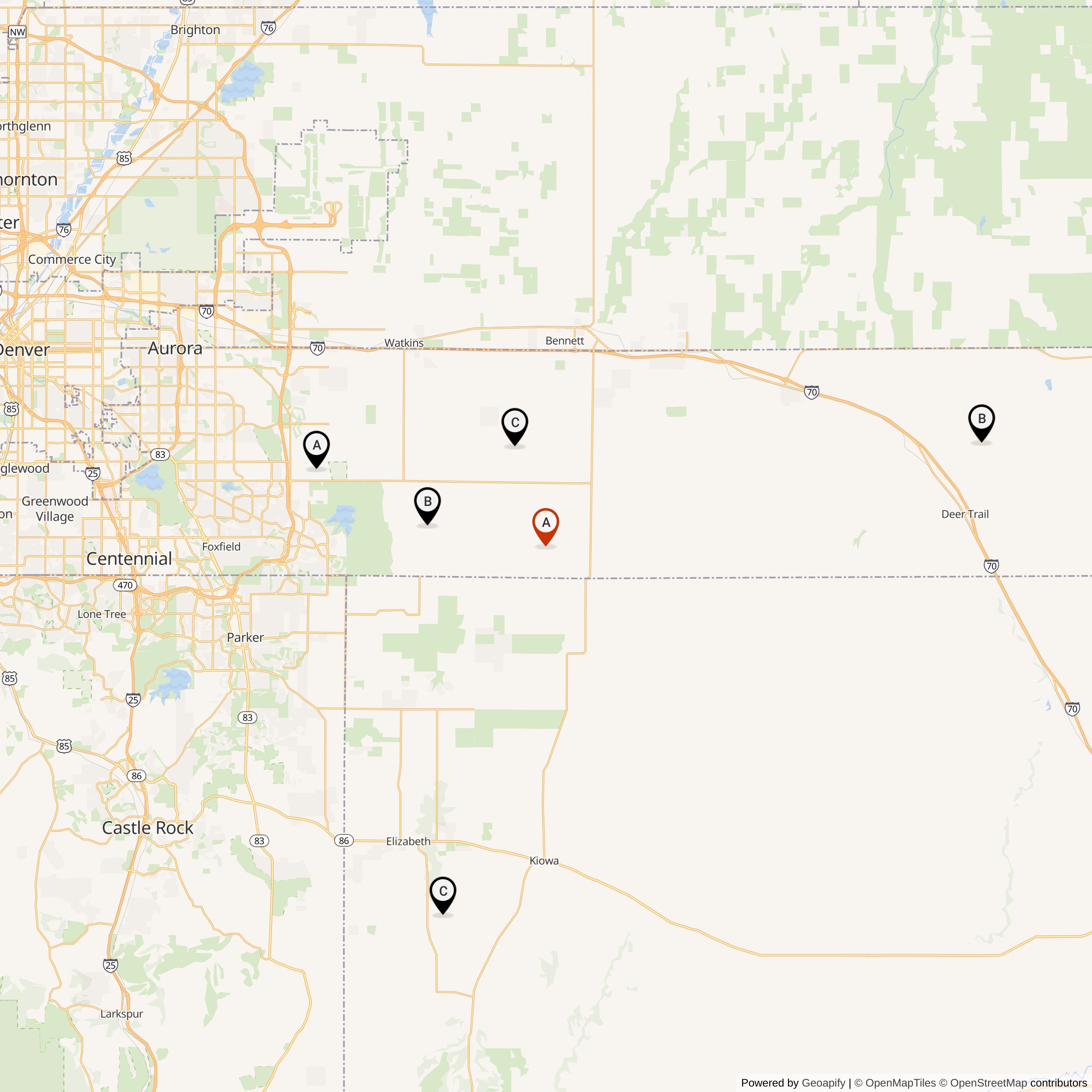 Map Showing 725th Strategic Missile Squadron Titan I Missile Silo Locations
