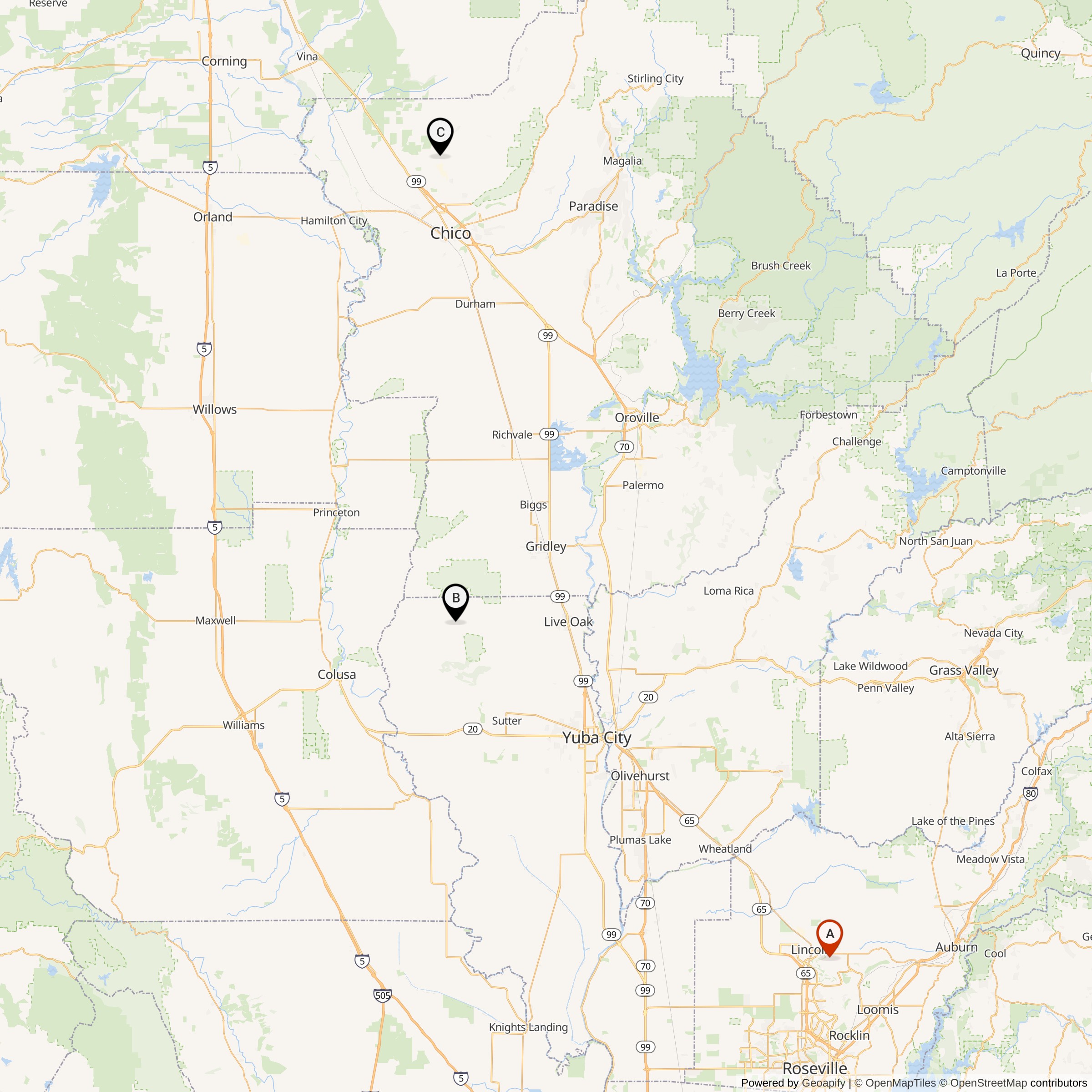 Map Showing 851th Strategic Missile Squadron Titan I Missile Silo Locations