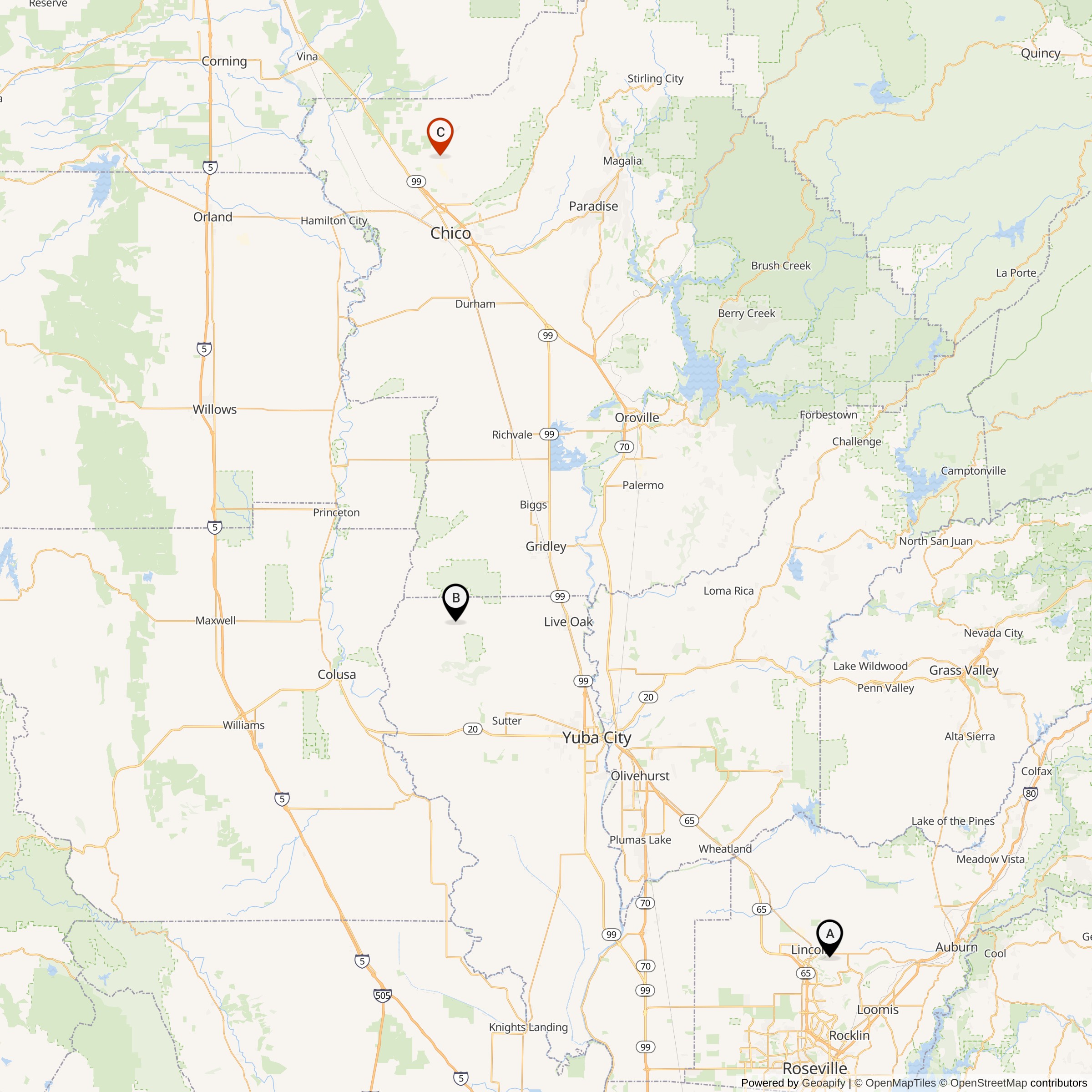 Map Showing 851th Strategic Missile Squadron Titan I Missile Silo Locations