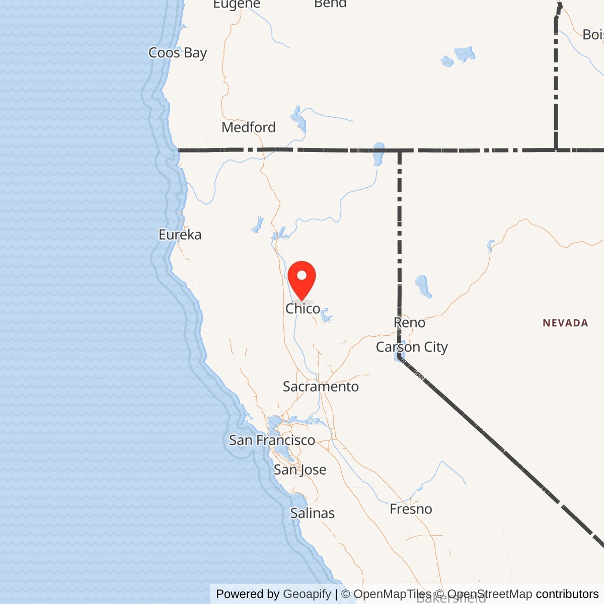 Map showing location of Titan I 851-C Missile Silo Beale AFB California