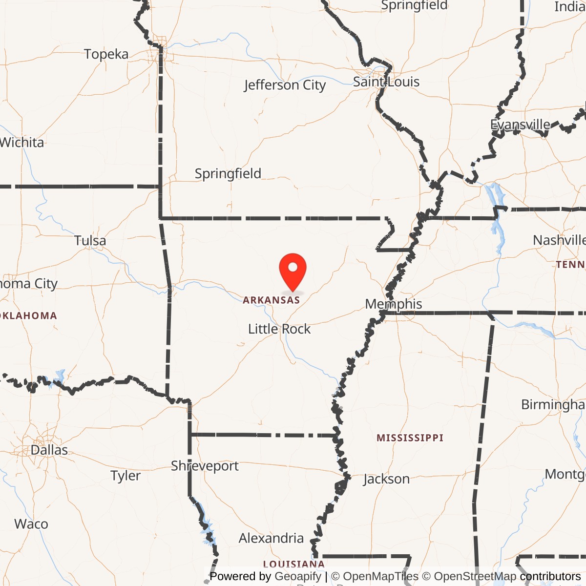 Map showing location of Titan II 373-2 Missile Silo Little Rock AFB Arkansas