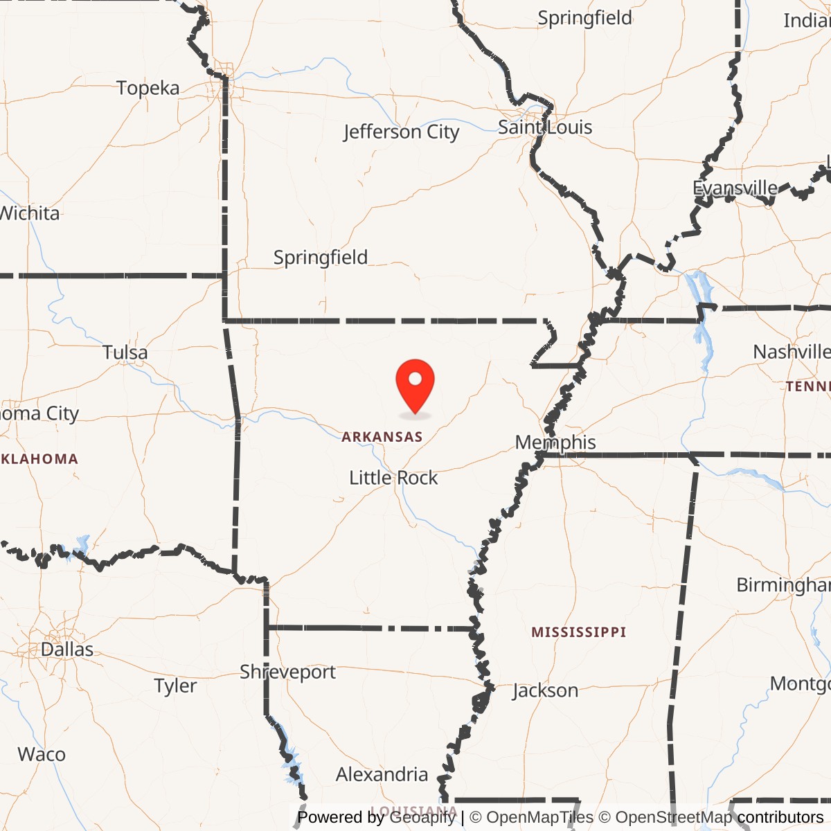 Map showing location of Titan II 373-3 Missile Silo Little Rock AFB Arkansas