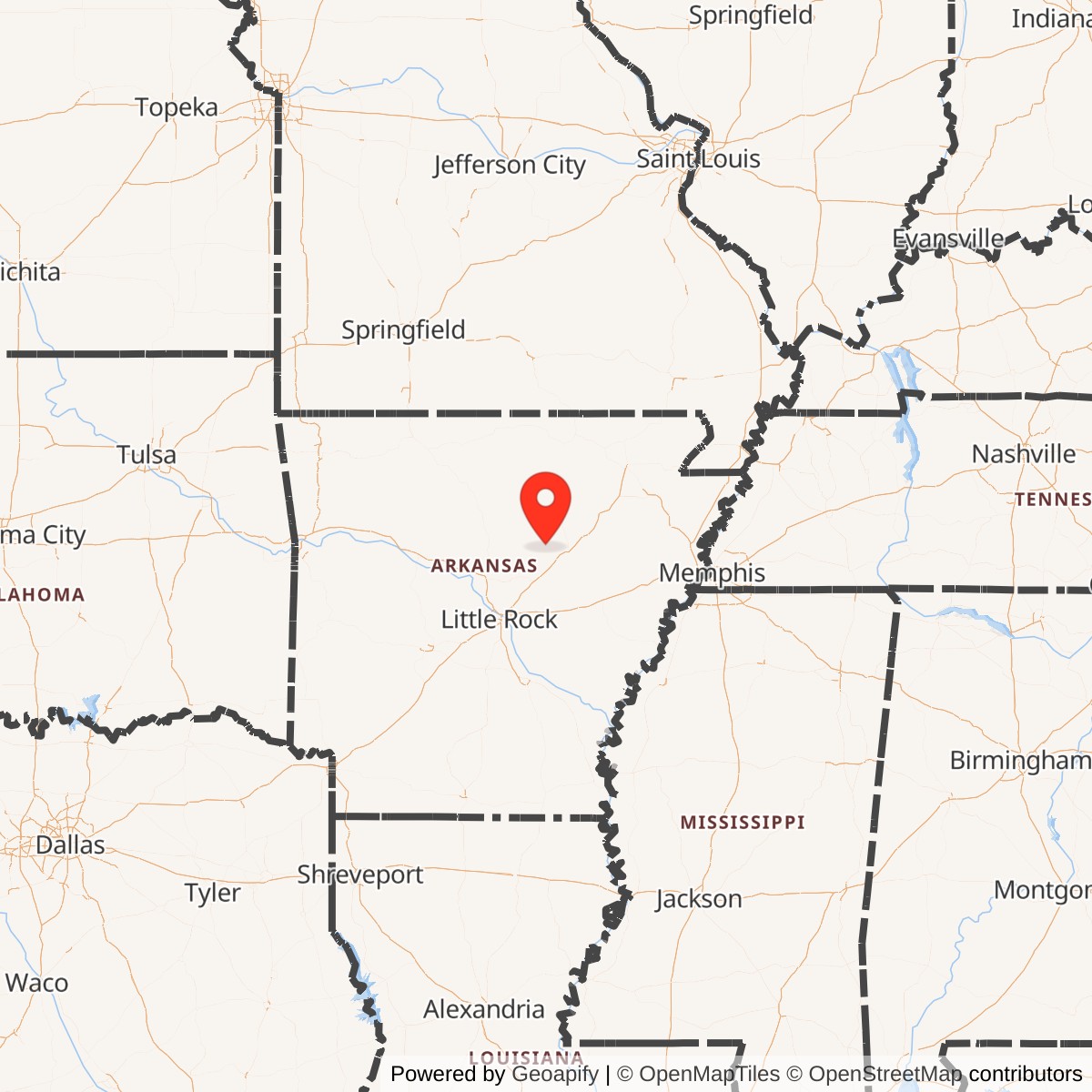 Map showing location of Titan II 373-4 Missile Silo Little Rock AFB Arkansas