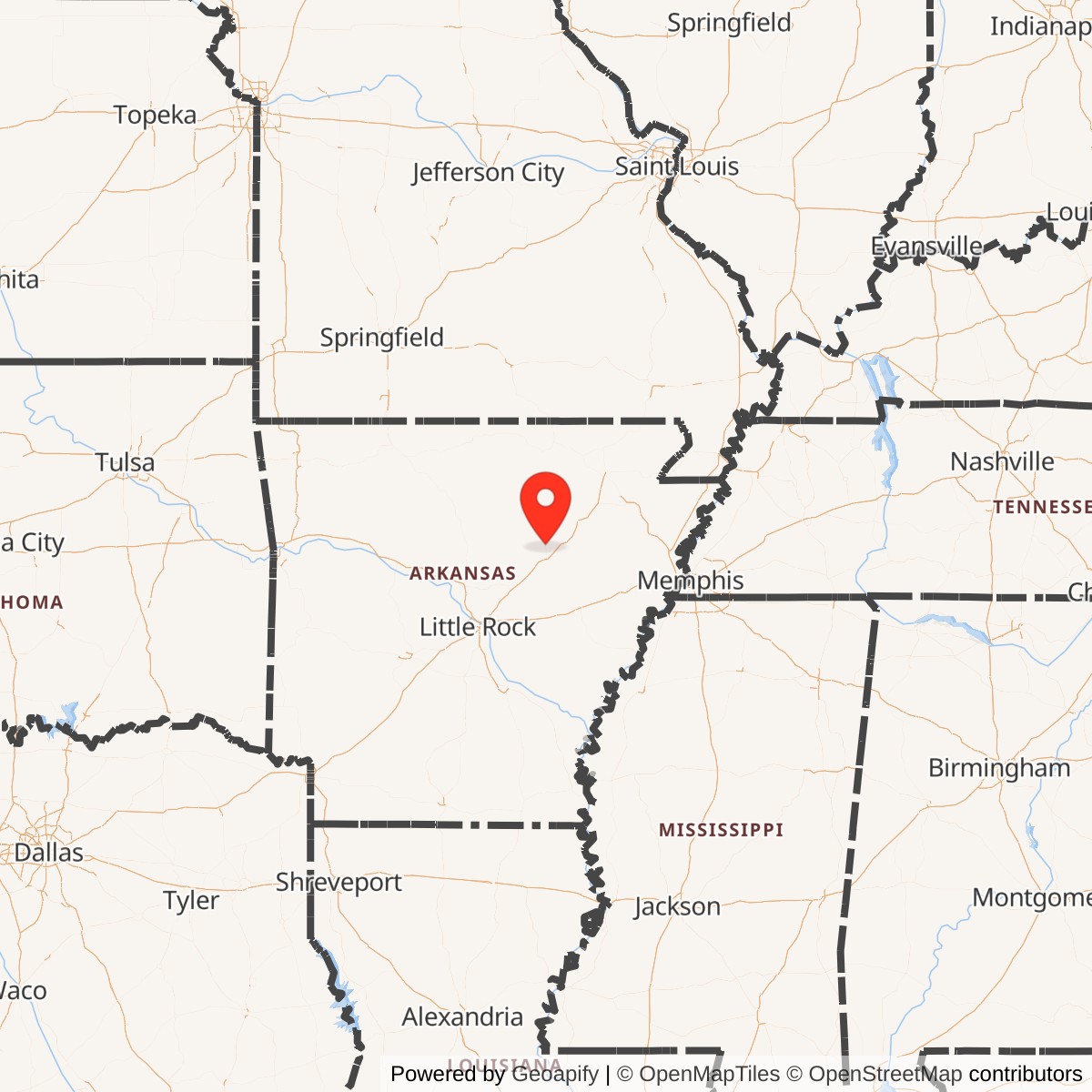 Map showing location of Titan II 373-7 Missile Silo Little Rock AFB Arkansas