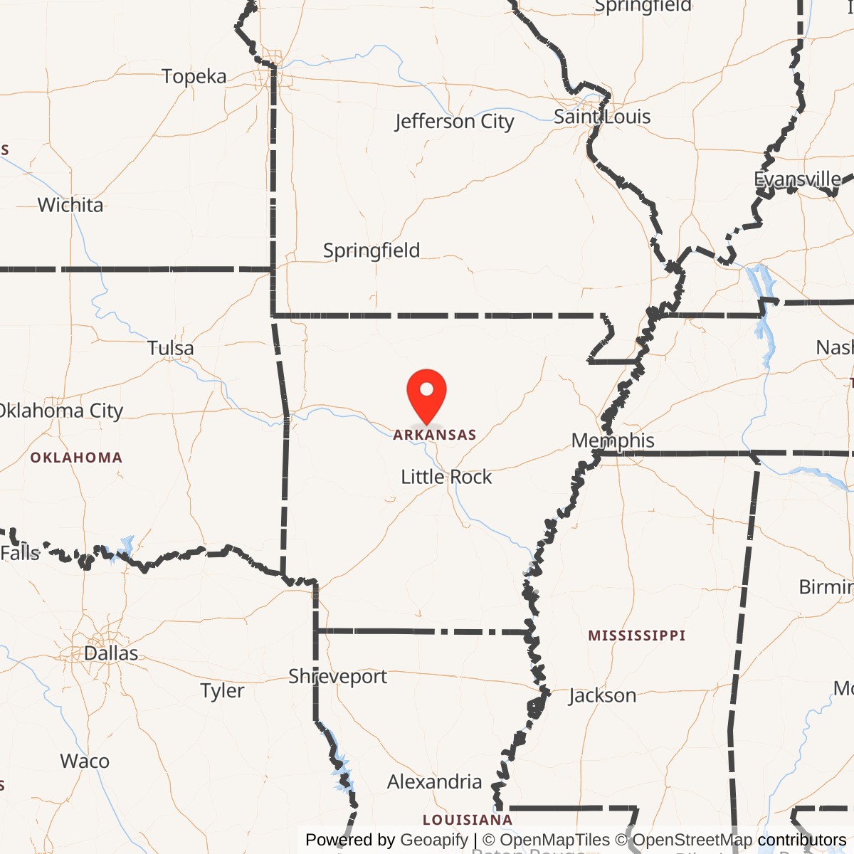 Map showing location of Titan II 374-4 Missile Silo Little Rock AFB Arkansas