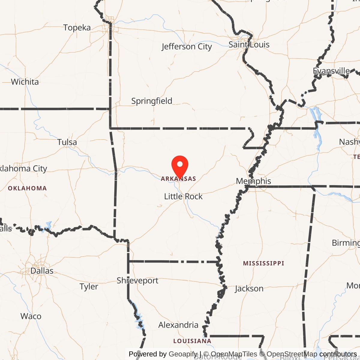Map showing location of Titan II 374-5 Missile Silo Little Rock AFB Arkansas