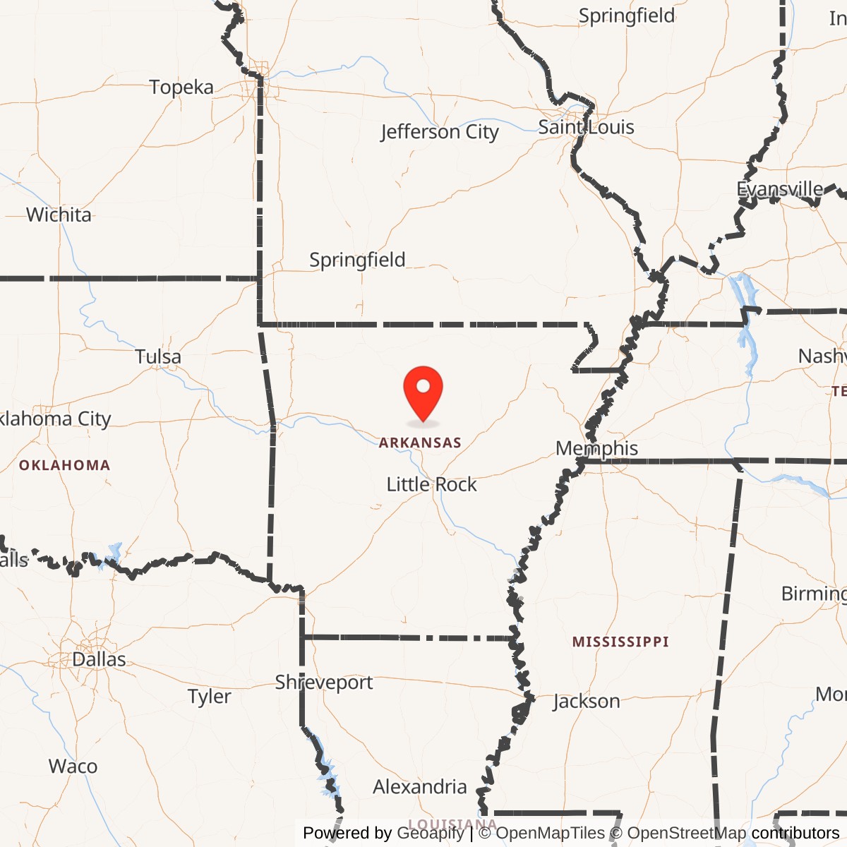 Map showing location of Titan II 374-7 Missile Silo Little Rock AFB Arkansas