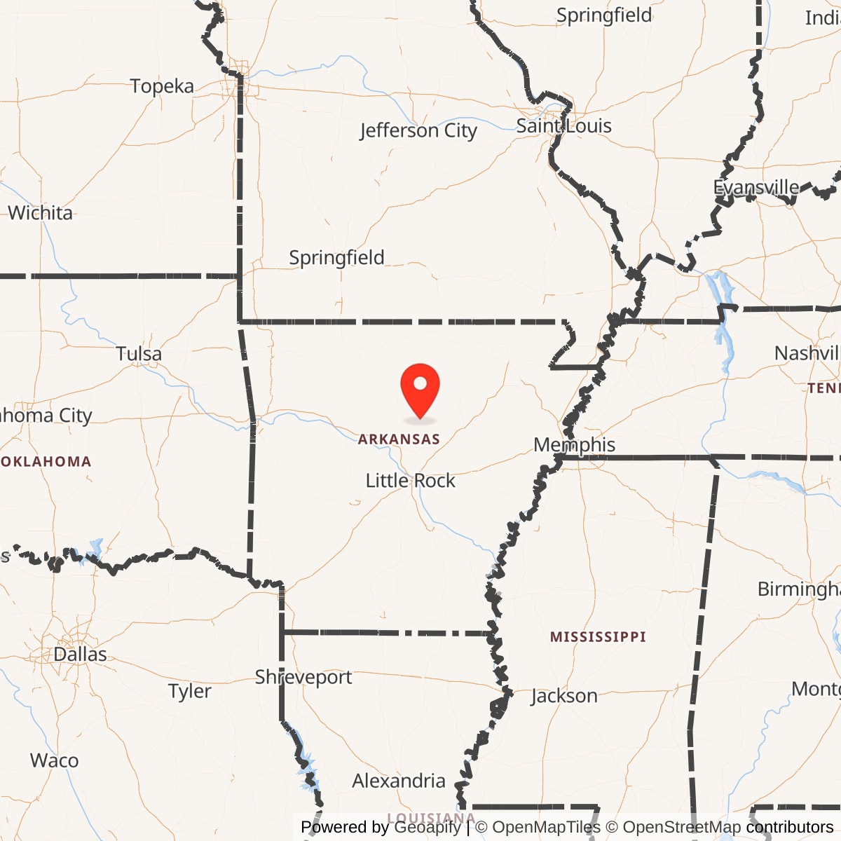 Map showing location of Titan II 374-9 Missile Silo Little Rock AFB Arkansas