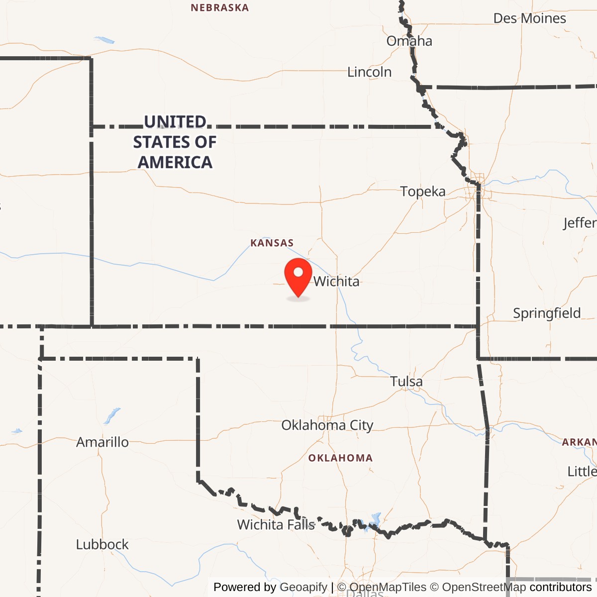 Map showing location of Titan II 532-6 Missile Silo McConnell AFB Kansas